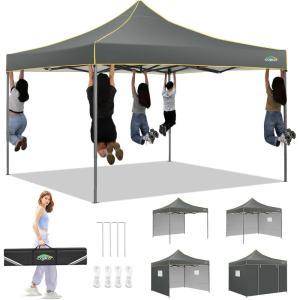 image:imageCOBIZI 10x30 Pop Up Heavy Duty Canopy with 8 Sidewalls and Hexagonal Legs Easy up Tent for Party Wedding and Commercial Outdoor Canopy with Roller Bag Sand Bags Waterproof amp UPF50 GrayGray