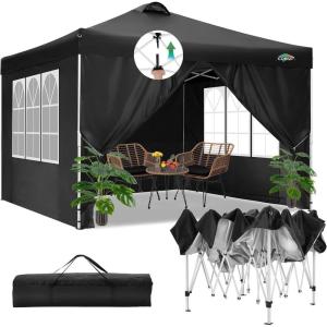 image:imageCOBIZI Canopy 10x10 Pop Up Canopy Tent with 4 Sidewalls One Push Party Tents for Parties Outdoor Wedding Waterproof Gazebo Commercial Event Tent with Sandbags WhiteBlack1 year warranty