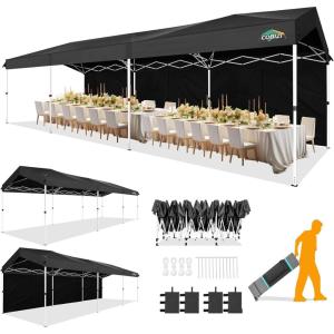 image:imageCOBIZI Canopy Tent 10x10 Pop Up Outdoor Canopies with 4 Sidewalls Waterproof Commercial Instant Gazebo Tents for Party Patio Backyard with 4 Sandbags 4 Stakes amp 8 Ropes GrayBlack