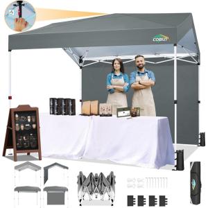 image:imageCOBIZI Canopy Tent 10x10 Pop Up Outdoor Canopies with 4 Sidewalls Waterproof Commercial Instant Gazebo Tents for Party Patio Backyard with 4 Sandbags 4 Stakes amp 8 Ropes GrayGray