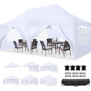 image:imageCOBIZI Canopy Tent 10x30 Pop Up Canopy with 8 Removable Sidewalls Party Tents for Parties Wedding Patio Commercial Waterproof and UV50 Ez Outdoor Instant Gazebo with Roller Bag amp 4 SandbagsWhiteangel white