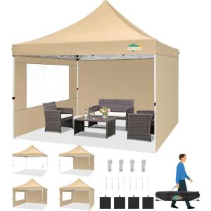 image:imageCOBIZI Canopy Tent 10x30 Pop Up Canopy with 8 Removable Sidewalls Party Tents for Parties Wedding Patio Commercial Waterproof and UV50 Ez Outdoor Instant Gazebo with Roller Bag amp 4 SandbagsWhiteClassic Khaki