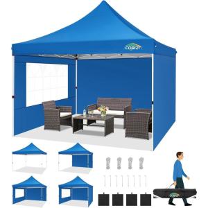image:imageCOBIZI Canopy Tent 10x30 Pop Up Canopy with 8 Removable Sidewalls Party Tents for Parties Wedding Patio Commercial Waterproof and UV50 Ez Outdoor Instant Gazebo with Roller Bag amp 4 SandbagsWhiteBlue