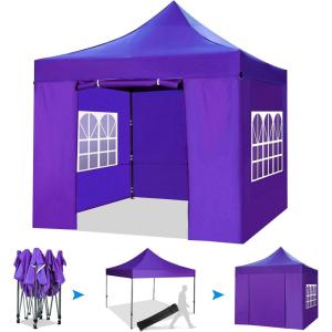 image:imageCOBIZI Ez Up Canopy Canopy Tent 10x10 Heavy Duty Pop Up Canopy with UPF 50 Waterproof Canopy Top for Commercial Business 3 Adjustable Heights with Sand Bags Stakes Ropes Blue GreenPURPLE12