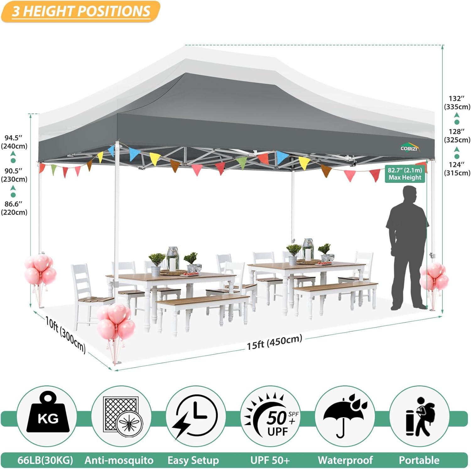 image:imageCOBIZI 10x10 Canopy Tent with 4 SidewallsHeavy Duty Pop up Canopy with Mosquito NettingEasy up Screen Tent for Parties Wedding Outdoor Camping with HandbagKhakiGray