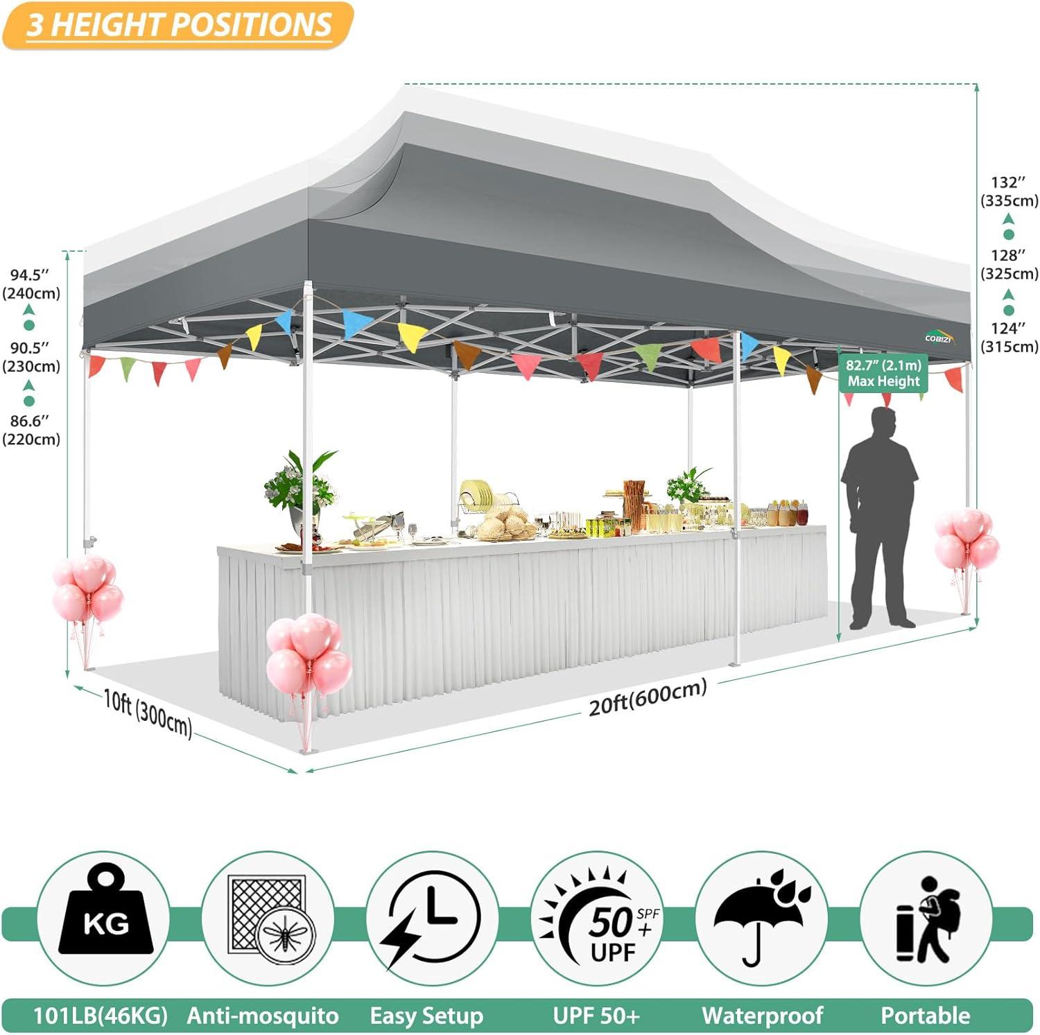 image:imageCOBIZI 10x10 Canopy Tent with 4 SidewallsHeavy Duty Pop up Canopy with Mosquito NettingEasy up Screen Tent for Parties Wedding Outdoor Camping with HandbagKhakiGray
