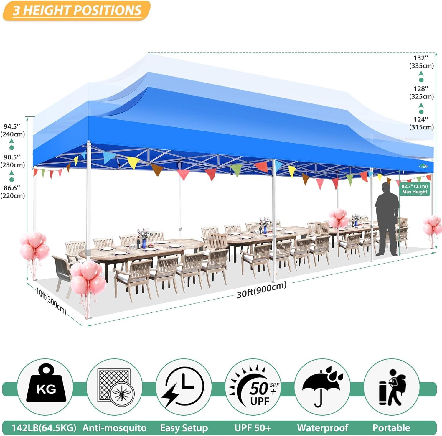 image:imageCOBIZI 10x10 Canopy Tent with 4 SidewallsHeavy Duty Pop up Canopy with Mosquito NettingEasy up Screen Tent for Parties Wedding Outdoor Camping with HandbagKhakiBlue