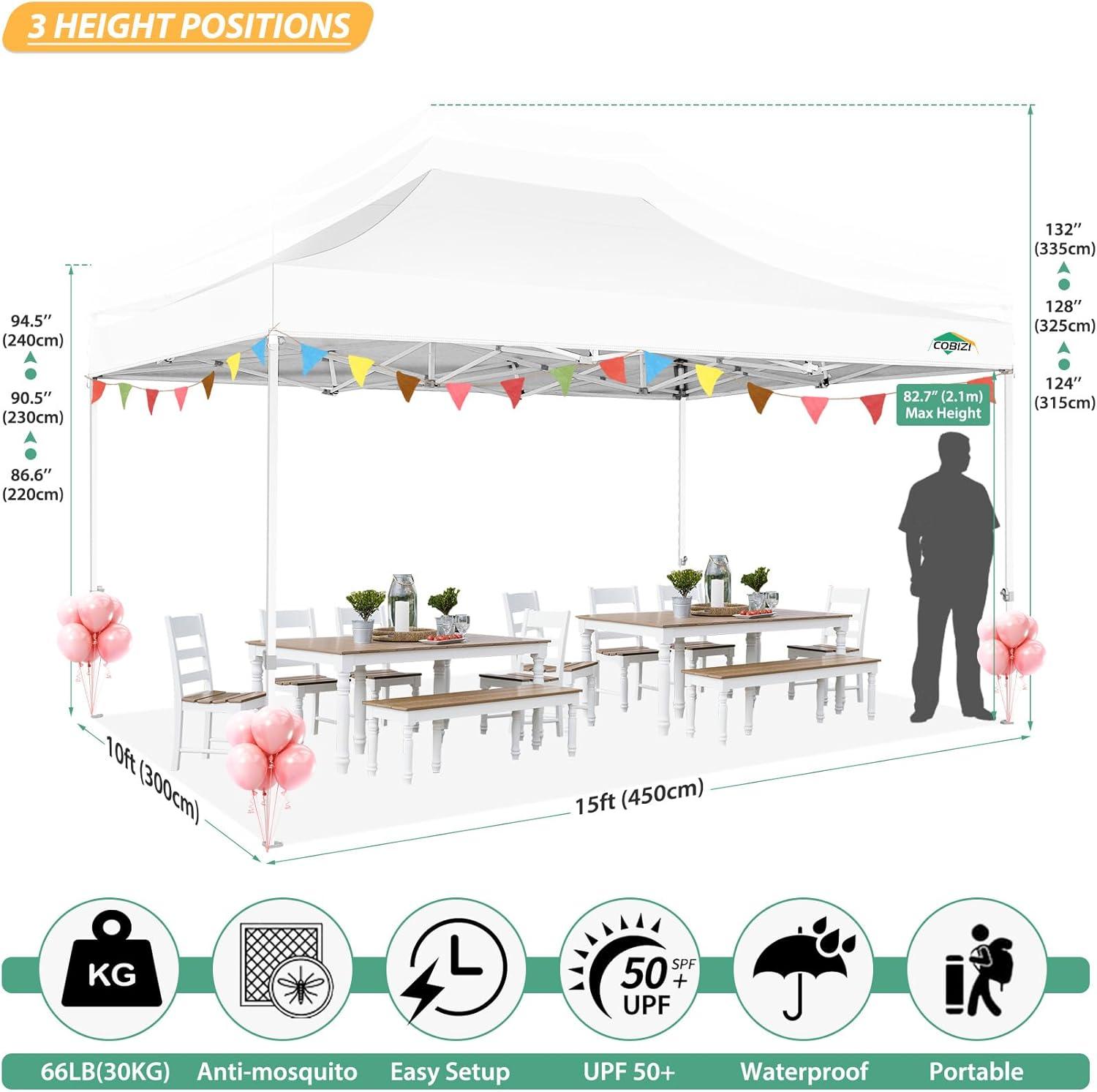 image:imageCOBIZI 10x10 Canopy Tent with 4 SidewallsHeavy Duty Pop up Canopy with Mosquito NettingEasy up Screen Tent for Parties Wedding Outdoor Camping with HandbagKhakiWhite