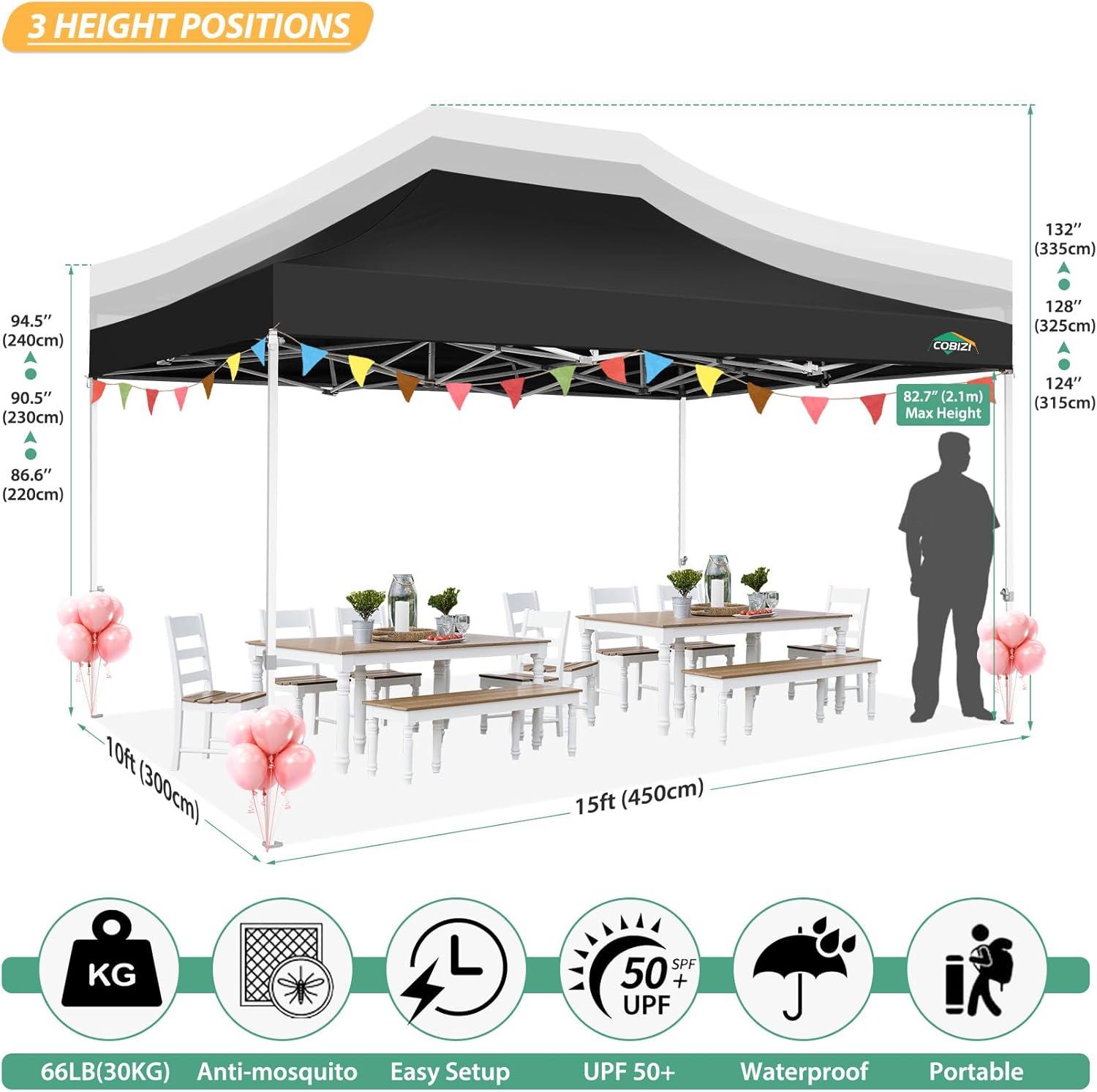 image:imageCOBIZI 10x10 Canopy Tent with 4 SidewallsHeavy Duty Pop up Canopy with Mosquito NettingEasy up Screen Tent for Parties Wedding Outdoor Camping with HandbagKhakiblack