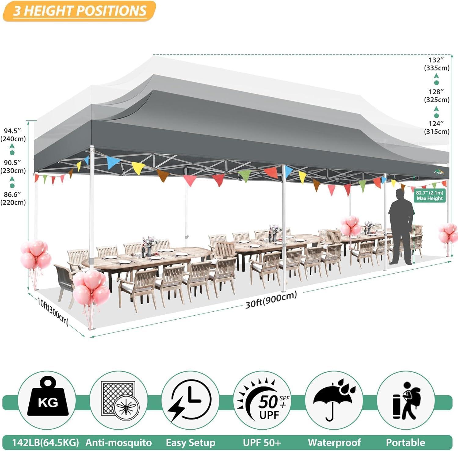 image:imageCOBIZI 10x10 Canopy Tent with 4 SidewallsHeavy Duty Pop up Canopy with Mosquito NettingEasy up Screen Tent for Parties Wedding Outdoor Camping with HandbagKhakiGray