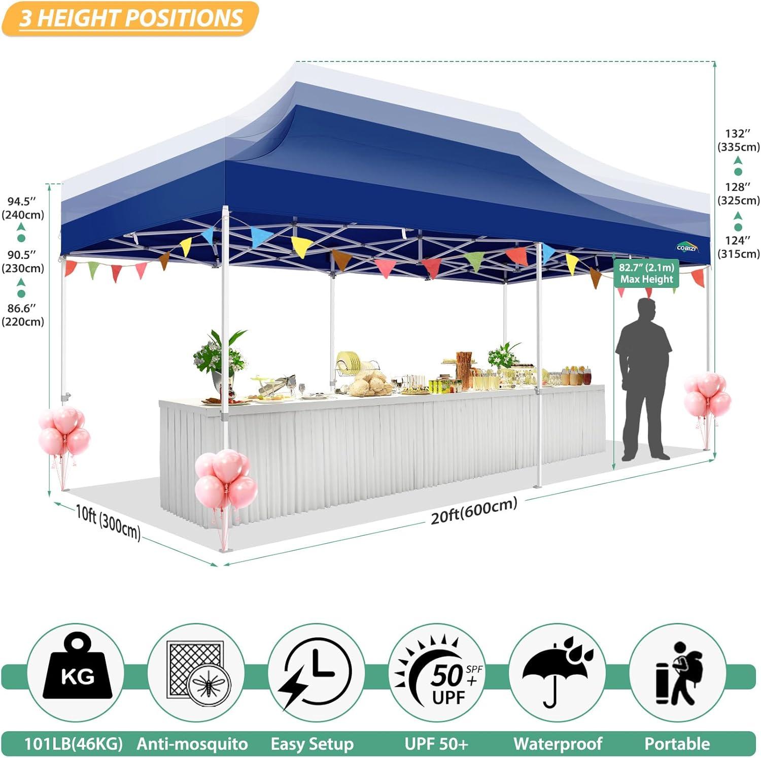 image:imageCOBIZI 10x10 Canopy Tent with 4 SidewallsHeavy Duty Pop up Canopy with Mosquito NettingEasy up Screen Tent for Parties Wedding Outdoor Camping with HandbagKhakiDeep Blue