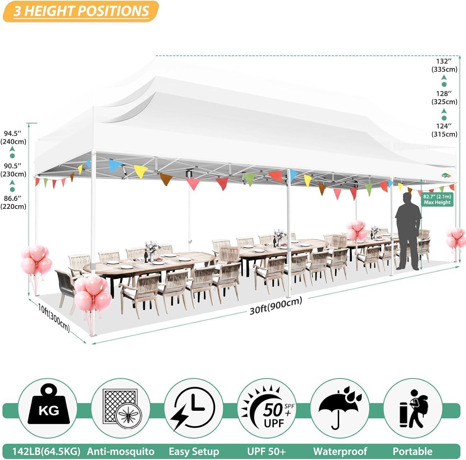 image:imageCOBIZI 10x10 Canopy Tent with 4 SidewallsHeavy Duty Pop up Canopy with Mosquito NettingEasy up Screen Tent for Parties Wedding Outdoor Camping with HandbagKhakiWhite