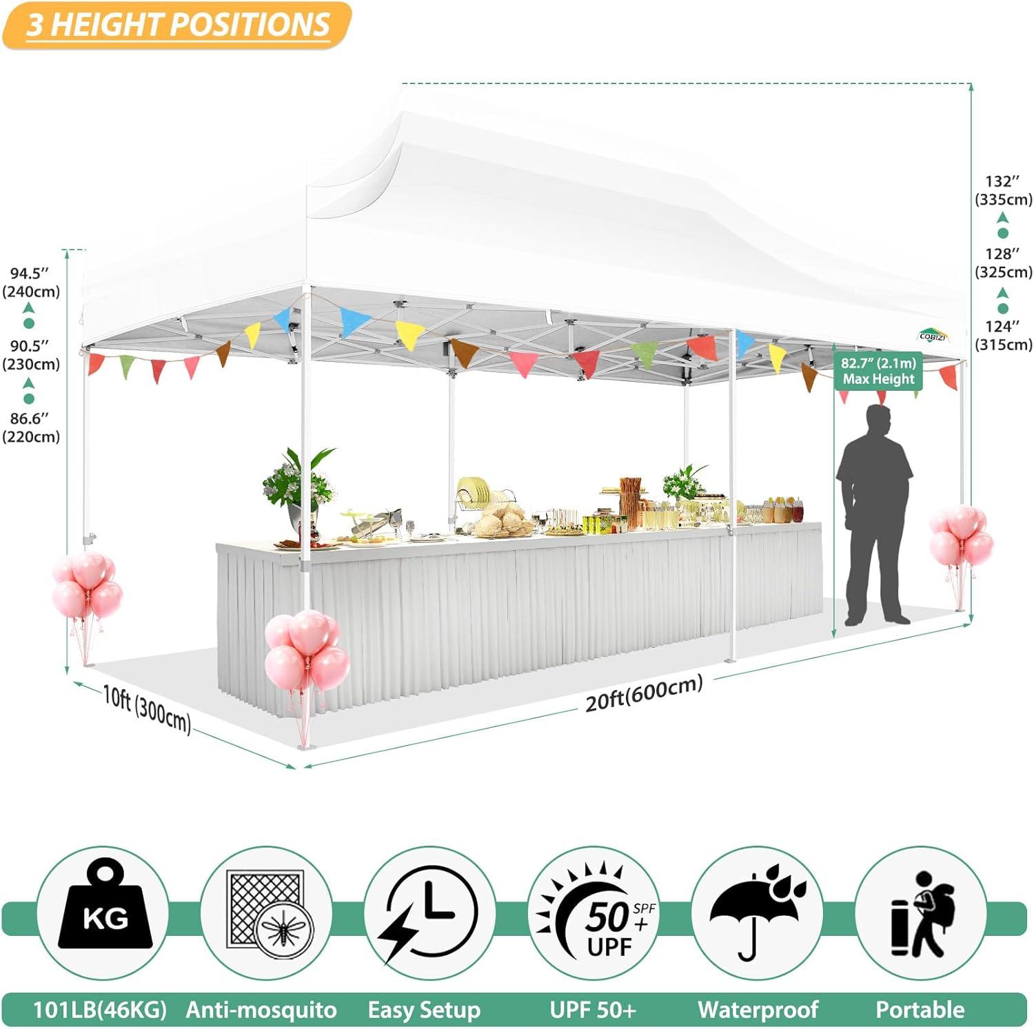 image:imageCOBIZI 10x10 Canopy Tent with 4 SidewallsHeavy Duty Pop up Canopy with Mosquito NettingEasy up Screen Tent for Parties Wedding Outdoor Camping with HandbagKhakiWhite