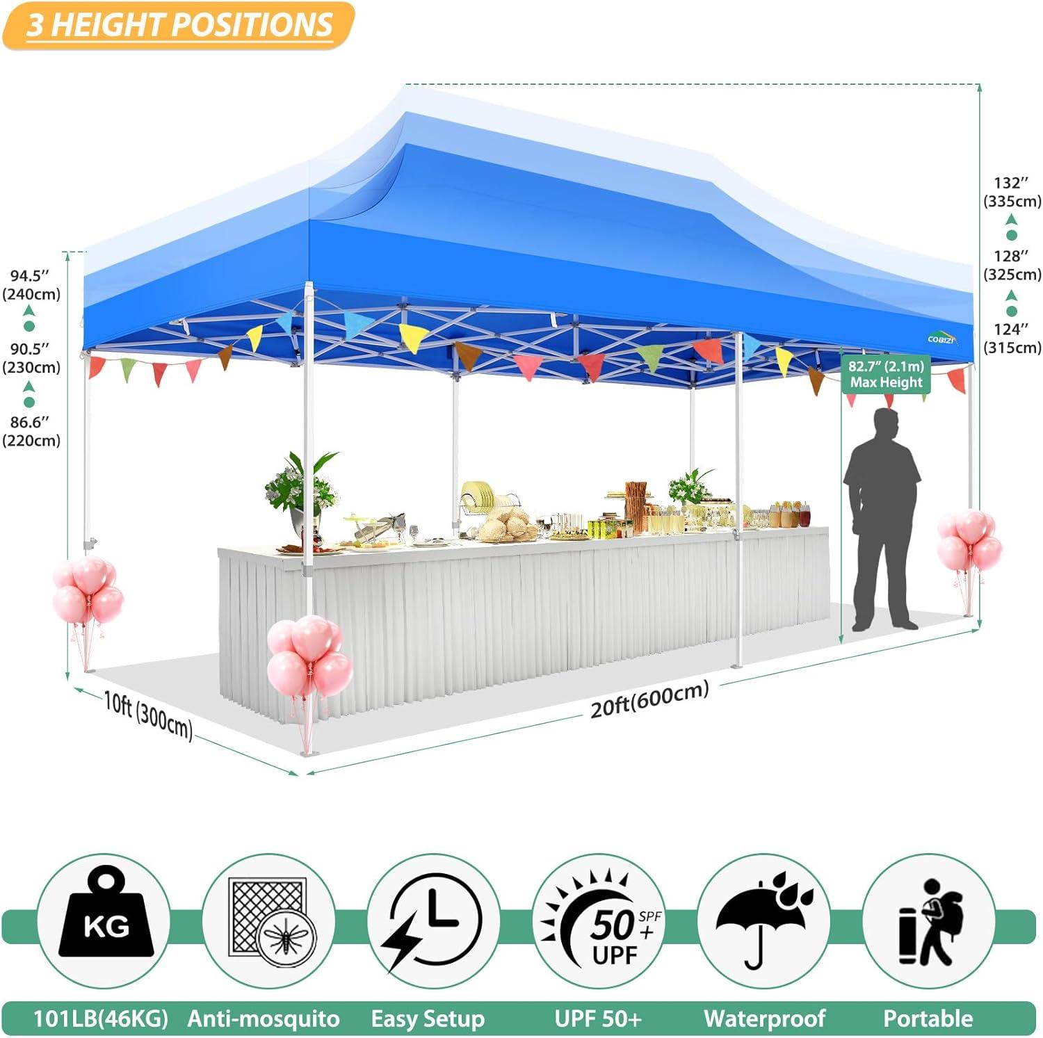 image:imageCOBIZI 10x10 Canopy Tent with 4 SidewallsHeavy Duty Pop up Canopy with Mosquito NettingEasy up Screen Tent for Parties Wedding Outdoor Camping with HandbagKhakiBlue