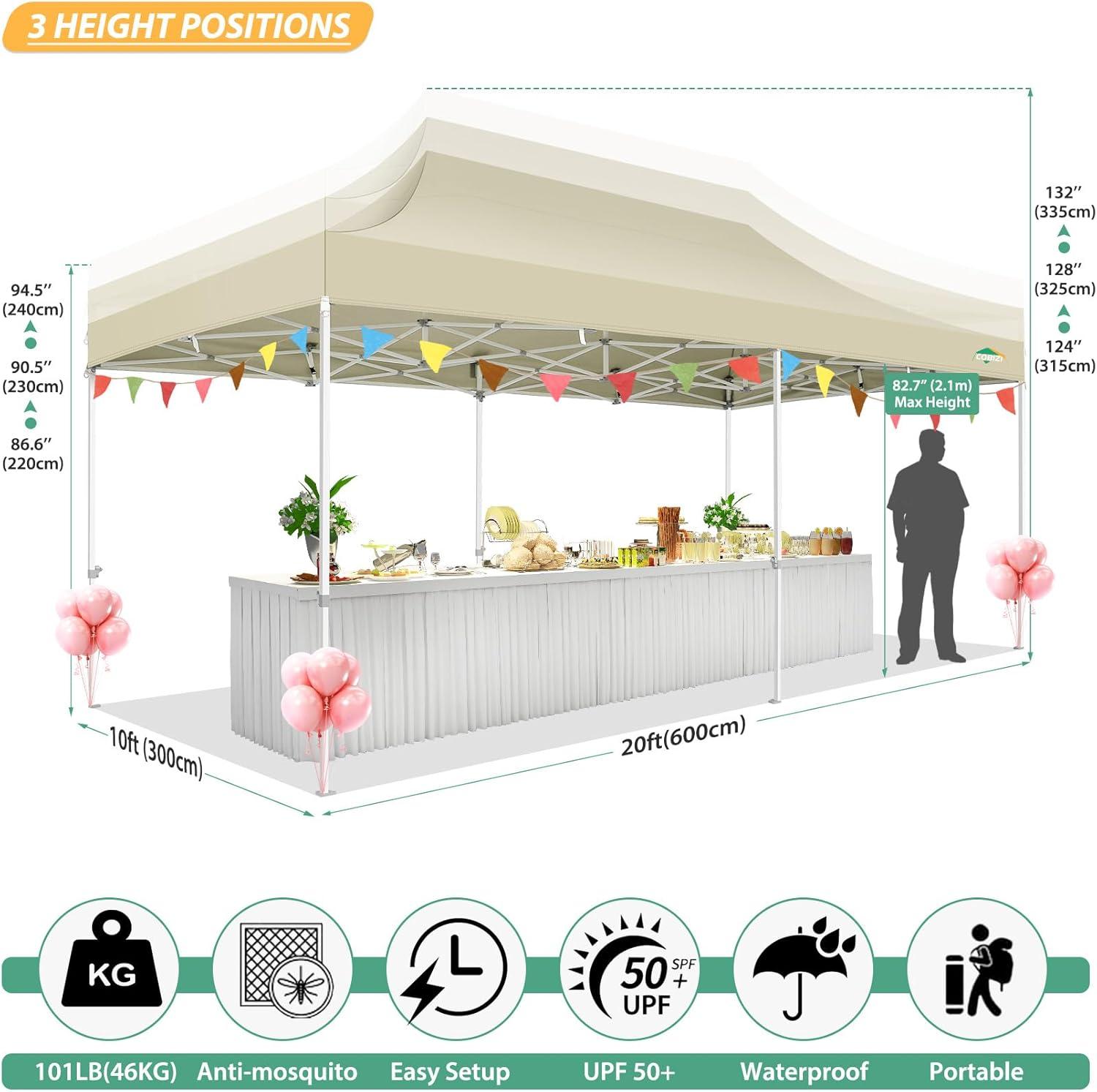 image:imageCOBIZI 10x10 Canopy Tent with 4 SidewallsHeavy Duty Pop up Canopy with Mosquito NettingEasy up Screen Tent for Parties Wedding Outdoor Camping with HandbagKhakiKhaki