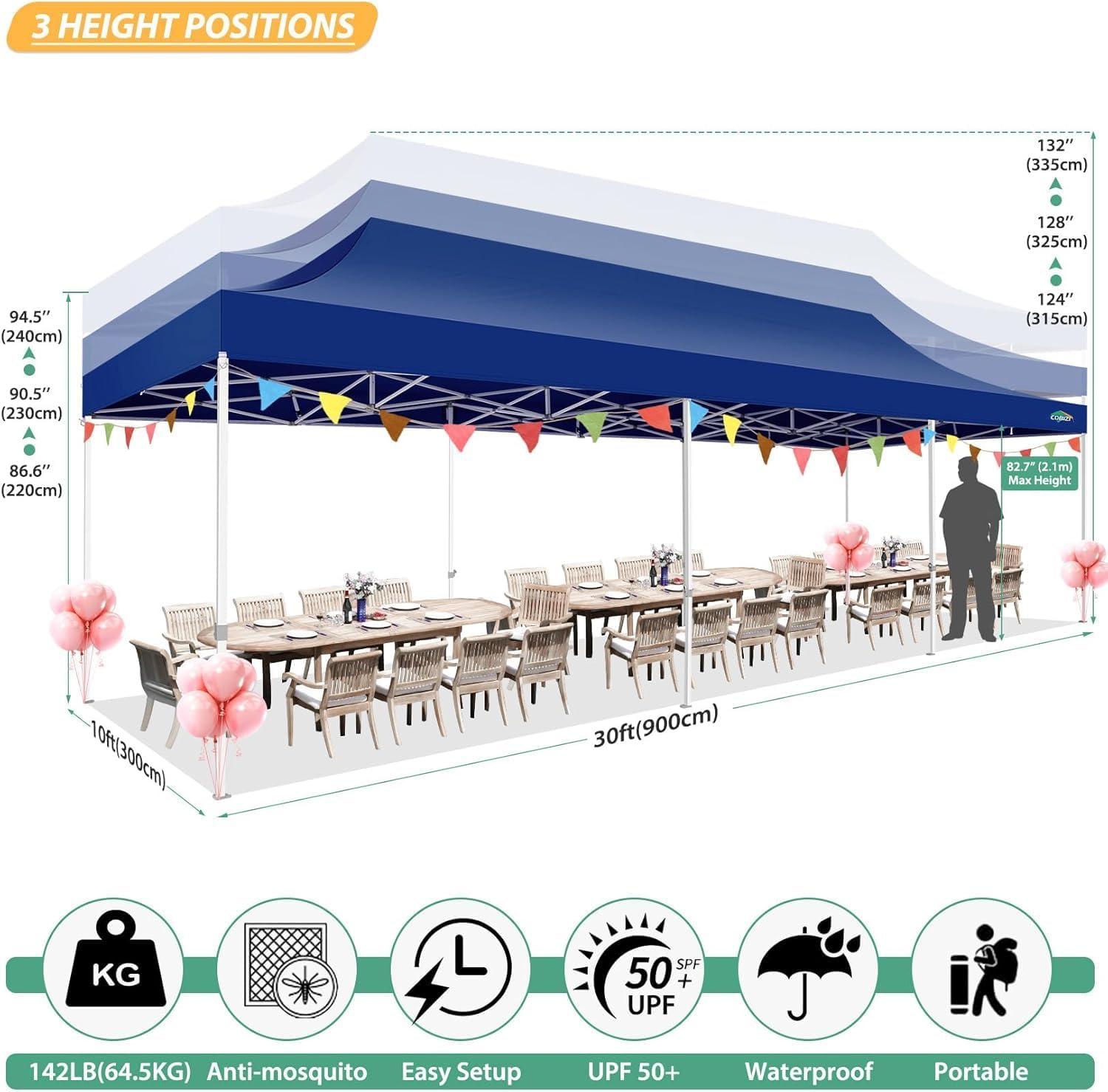 image:imageCOBIZI 10x10 Canopy Tent with 4 SidewallsHeavy Duty Pop up Canopy with Mosquito NettingEasy up Screen Tent for Parties Wedding Outdoor Camping with HandbagKhakiDeep Blue