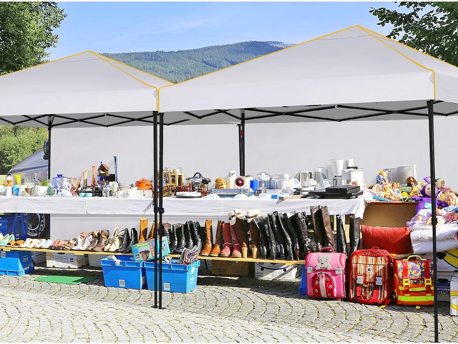 image:imageCOBIZI 10x10 Pop Up Canopy Gazebo with Mesh Windows 20 Easy up Canopy Tent 10x10 Portable Waterproof Outdoor Canopie with 4 Removable Sidewalls amp Carry Bag amp 4 Stakes amp Ropes White