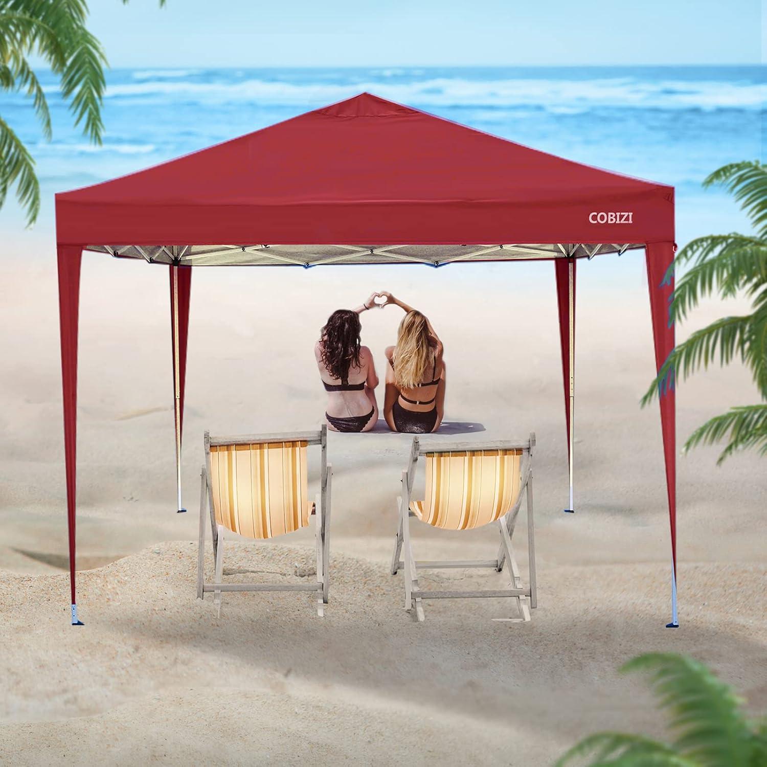 image:imageCOBIZI 10x10 Pop Up Canopy Tent Outdoor Party Tent with 3 Sidewalls 1 Person Easy Set up Tents for Parties with Fluorescent Strip amp 4 Sandbags Waterproof UPF50 3 Adjustable Height Graypurplee