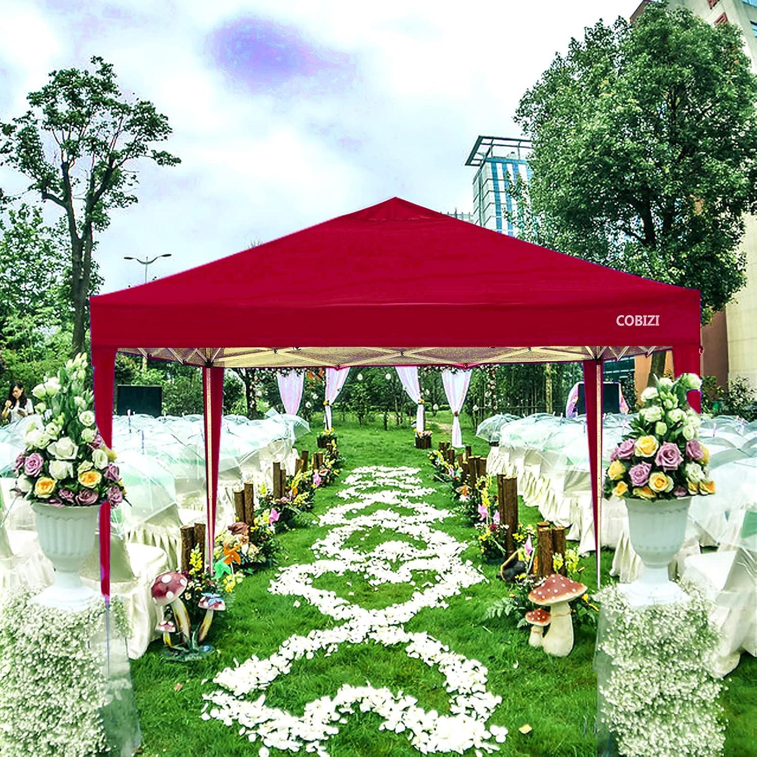 image:imageCOBIZI 10x10 Pop Up Canopy Tent Outdoor Party Tent with 3 Sidewalls 1 Person Easy Set up Tents for Parties with Fluorescent Strip amp 4 Sandbags Waterproof UPF50 3 Adjustable Height Graypurplee
