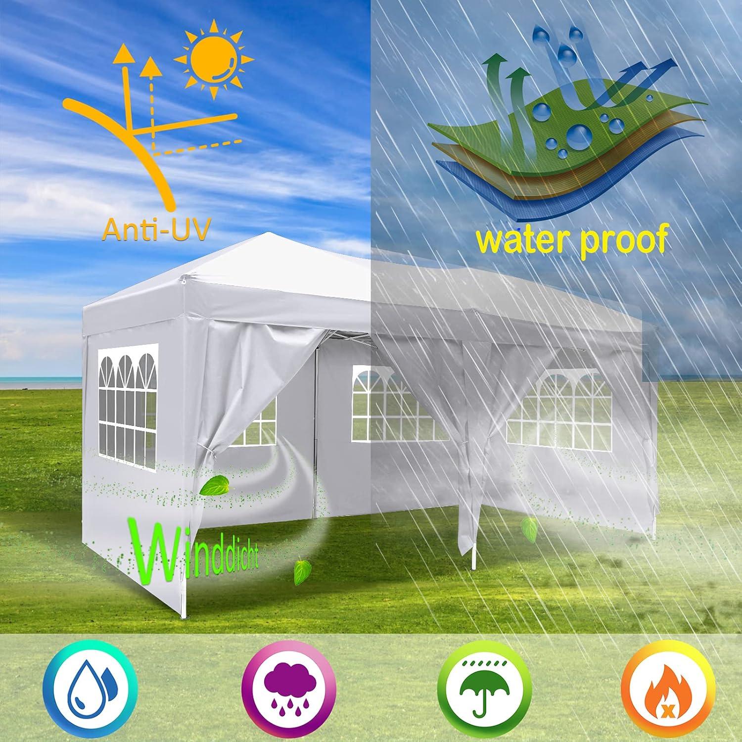 image:imageCOBIZI 10x10 Pop Up Canopy Tent with Removable Sidewalls Waterproof Portable Easy Up Canopy with Carry Bag Instant Outdoor Shelter Tents for Parties Events Backyard Gatherings Weddings KhakiSnowy white