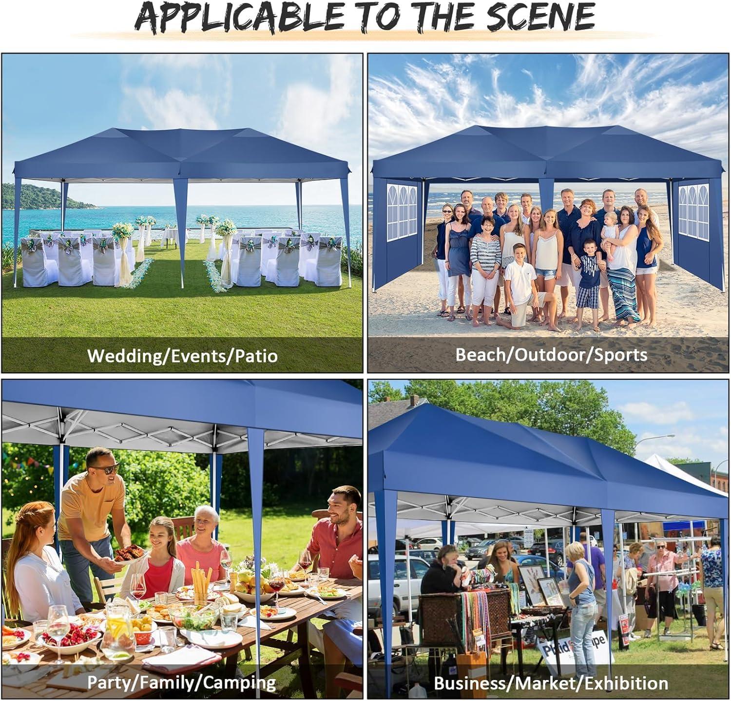 image:imageCOBIZI 10x10 Pop Up Canopy Tent with Removable Sidewalls Waterproof Portable Easy Up Canopy with Carry Bag Instant Outdoor Shelter Tents for Parties Events Backyard Gatherings Weddings KhakiBlue