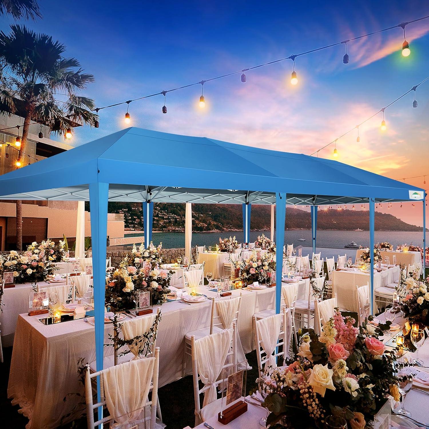 image:imageCOBIZI 10x10 Pop Up Canopy Tent with Removable Sidewalls Waterproof Portable Easy Up Canopy with Carry Bag Instant Outdoor Shelter Tents for Parties Events Backyard Gatherings Weddings KhakiBlue