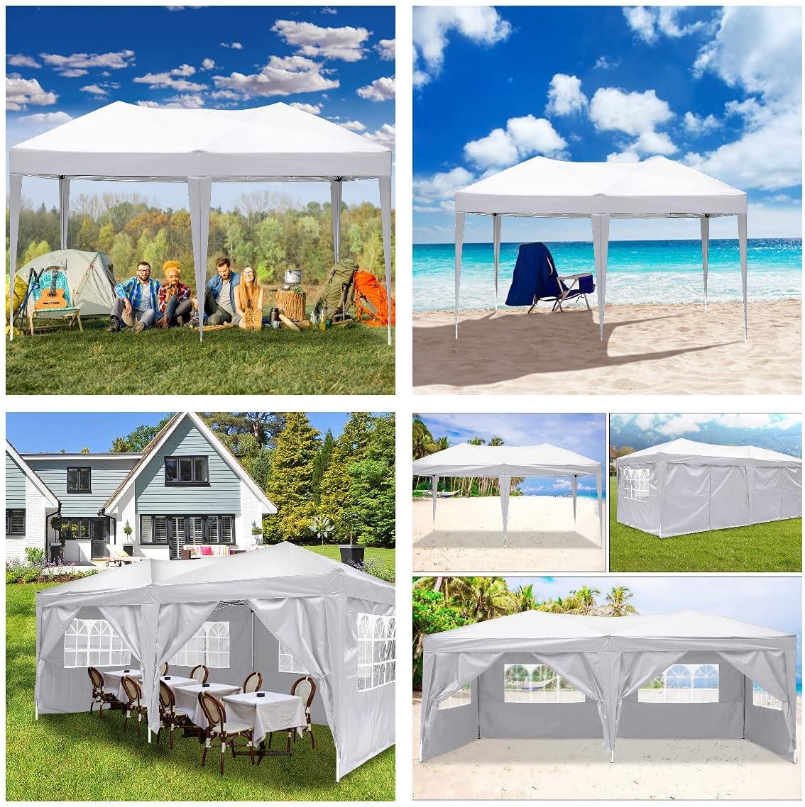 image:imageCOBIZI 10x10 Pop Up Canopy Tent with Removable Sidewalls Waterproof Portable Easy Up Canopy with Carry Bag Instant Outdoor Shelter Tents for Parties Events Backyard Gatherings Weddings KhakiSnowy white