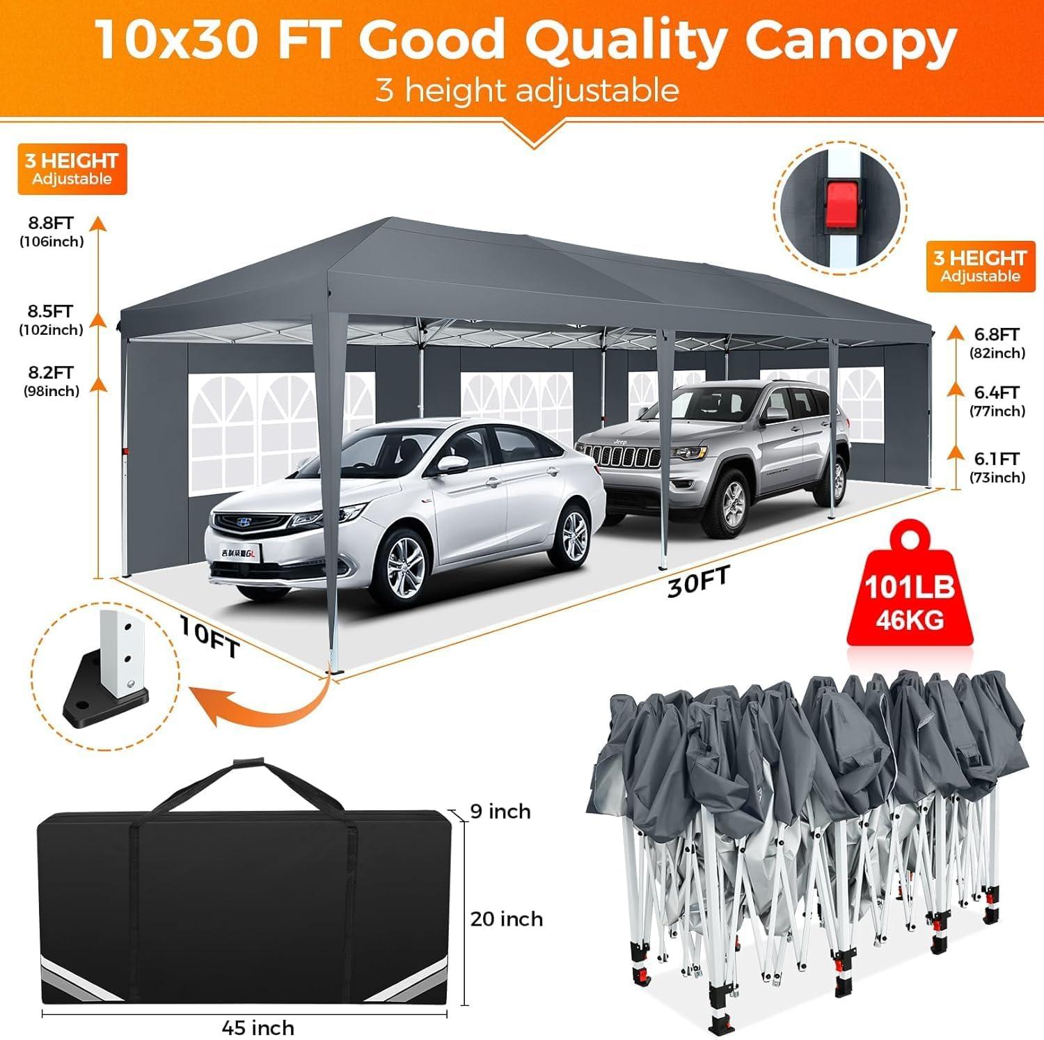 image:imageCOBIZI 10x10 Pop Up Canopy Tent with Removable Sidewalls Waterproof Portable Easy Up Canopy with Carry Bag Instant Outdoor Shelter Tents for Parties Events Backyard Gatherings Weddings KhakiGray