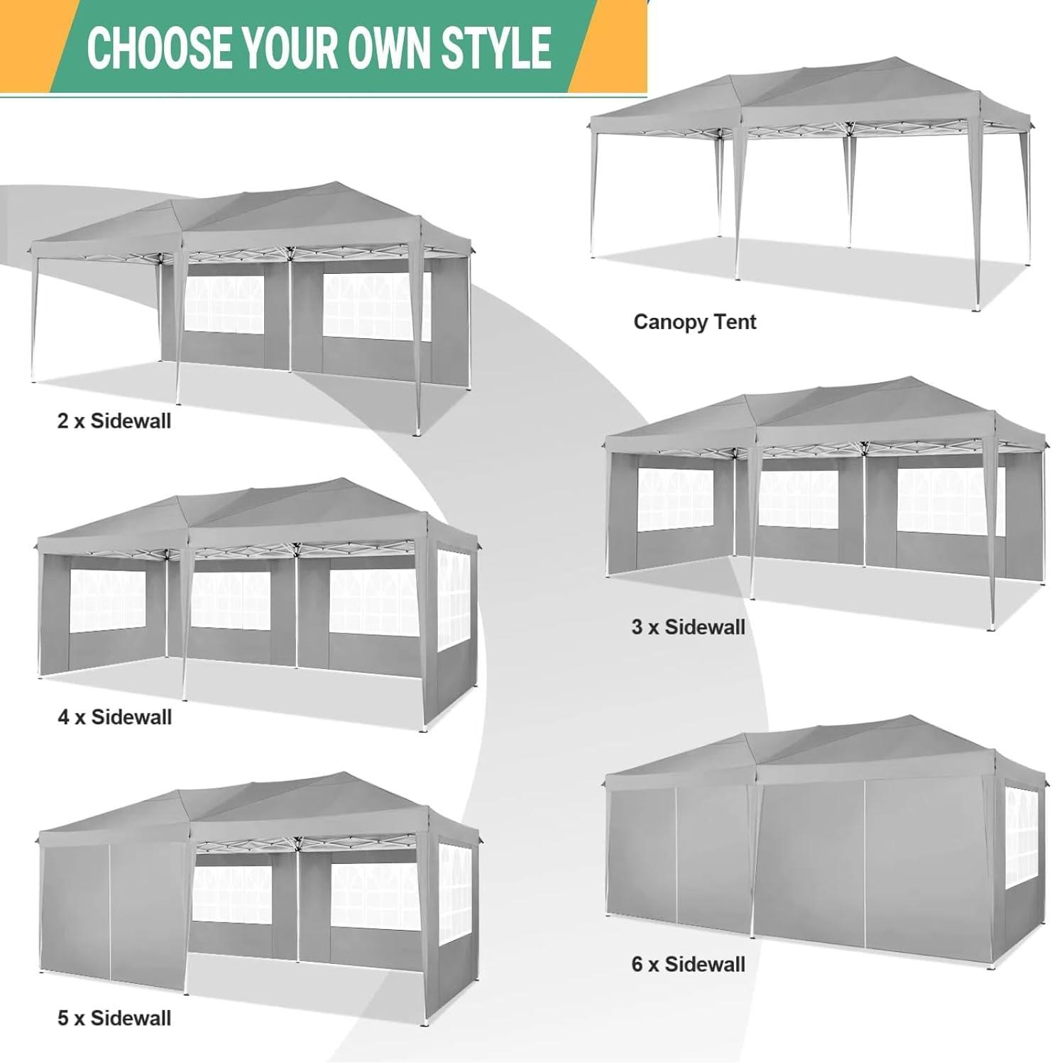 image:imageCOBIZI 10x10 Pop Up Canopy Tent with Removable Sidewalls Waterproof Portable Easy Up Canopy with Carry Bag Instant Outdoor Shelter Tents for Parties Events Backyard Gatherings Weddings KhakiGray