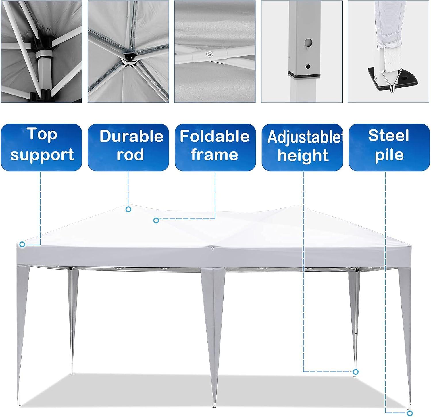 image:imageCOBIZI 10x10 Pop Up Canopy Tent with Removable Sidewalls Waterproof Portable Easy Up Canopy with Carry Bag Instant Outdoor Shelter Tents for Parties Events Backyard Gatherings Weddings KhakiSnowy white