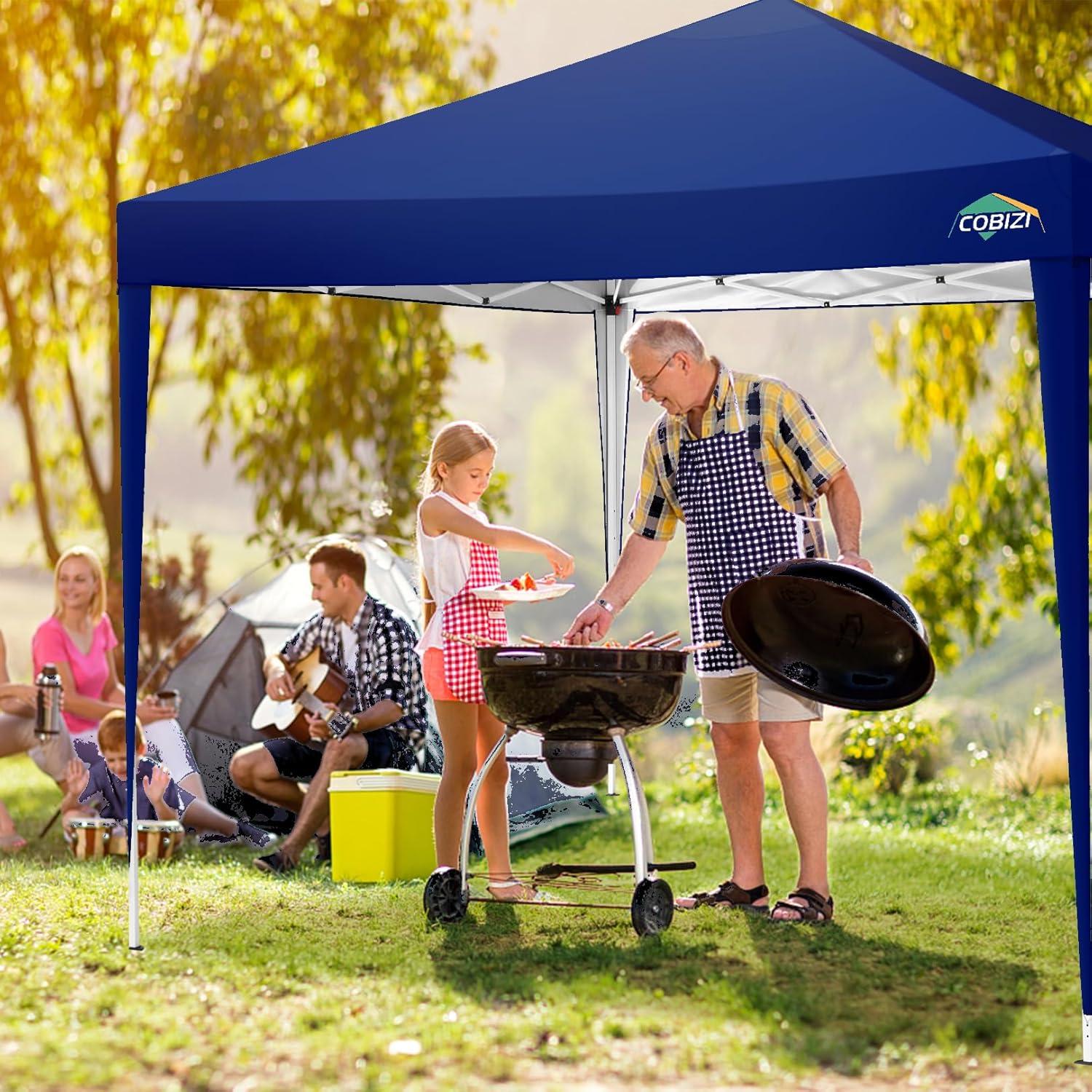 image:imageCOBIZI 10x10 Pop Up Canopy Tent with Removable Sidewalls Waterproof Portable Easy Up Canopy with Carry Bag Instant Outdoor Shelter Tents for Parties Events Backyard Gatherings Weddings KhakiNavy Blue