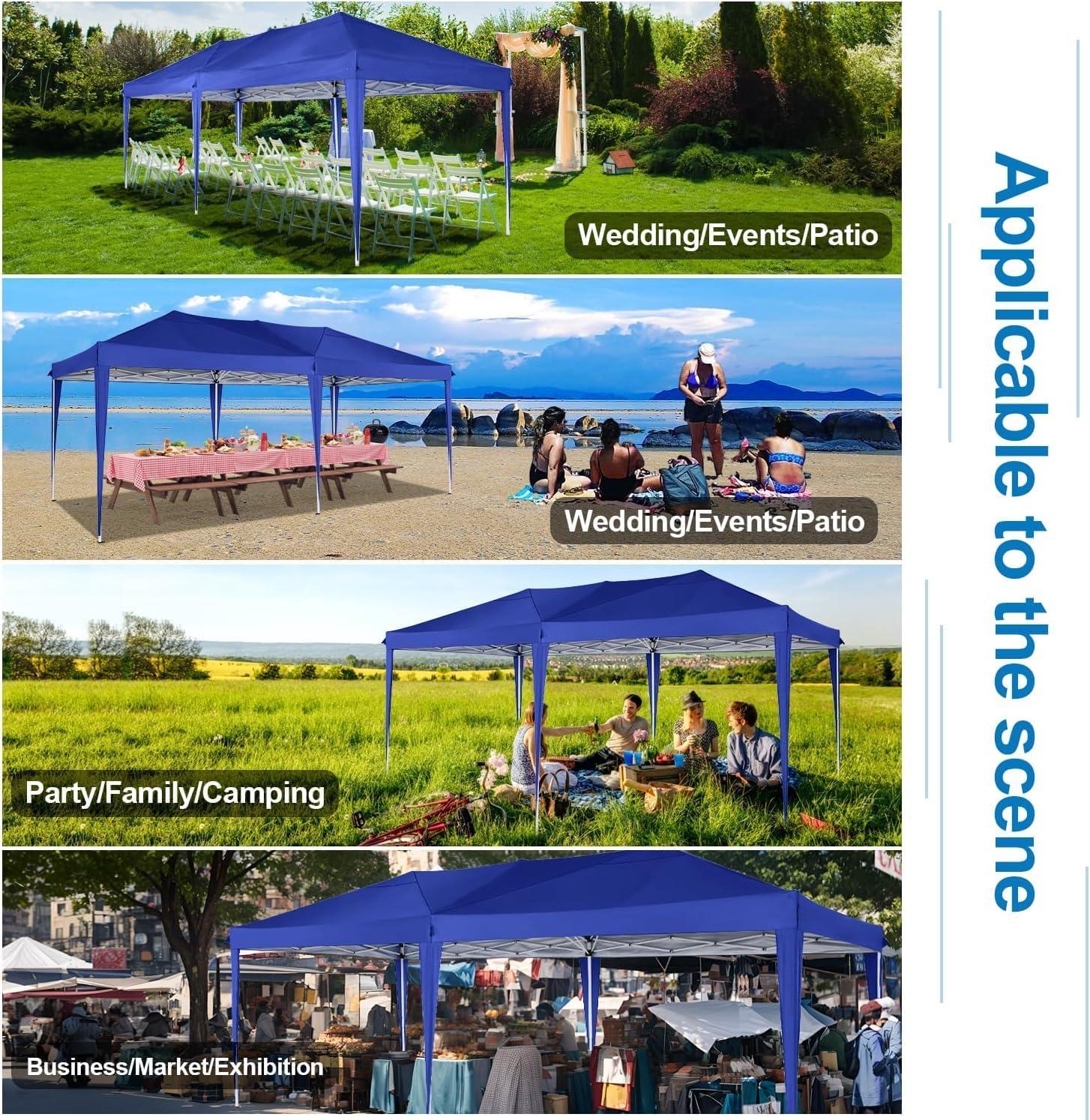 image:imageCOBIZI 10x10 Pop Up Canopy Tent with Removable Sidewalls Waterproof Portable Easy Up Canopy with Carry Bag Instant Outdoor Shelter Tents for Parties Events Backyard Gatherings Weddings KhakiNavy Blue