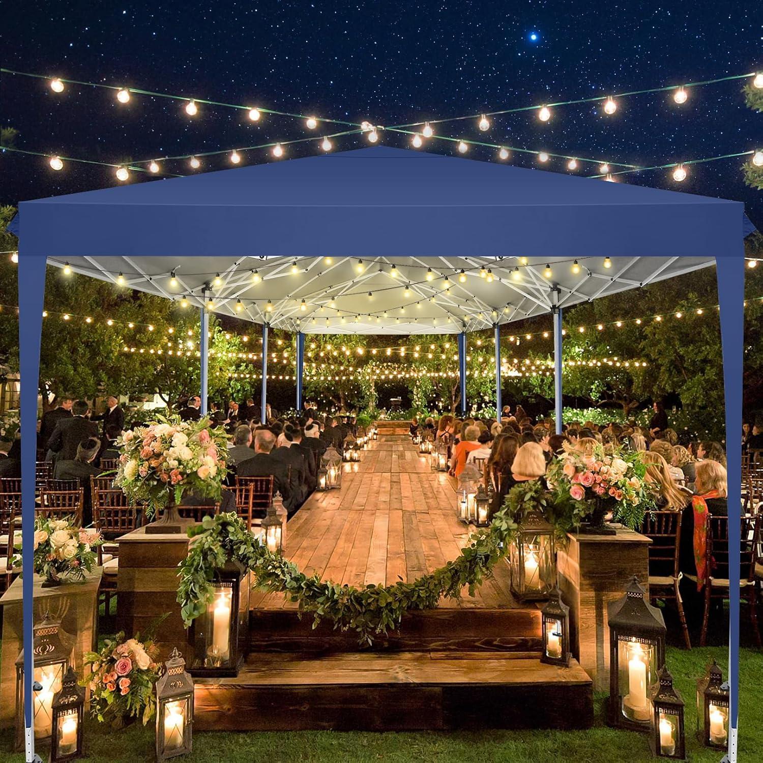 image:imageCOBIZI 10x10 Pop Up Canopy Tent with Removable Sidewalls Waterproof Portable Easy Up Canopy with Carry Bag Instant Outdoor Shelter Tents for Parties Events Backyard Gatherings Weddings KhakiNavy Blue