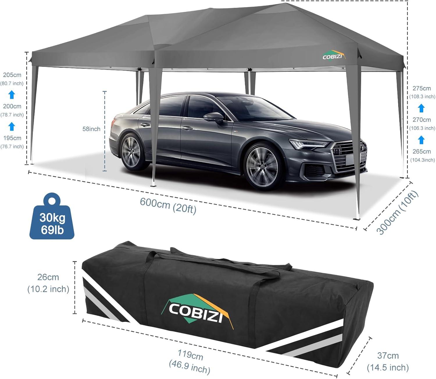 image:imageCOBIZI 10x10 Pop Up Canopy Tent with Removable Sidewalls Waterproof Portable Easy Up Canopy with Carry Bag Instant Outdoor Shelter Tents for Parties Events Backyard Gatherings Weddings KhakiGray