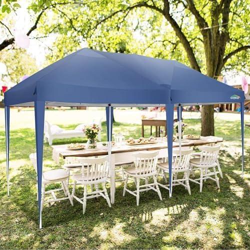 image:imageCOBIZI 10x10 Pop Up Canopy Tent with Removable Sidewalls Waterproof Portable Easy Up Canopy with Carry Bag Instant Outdoor Shelter Tents for Parties Events Backyard Gatherings Weddings KhakiBlue