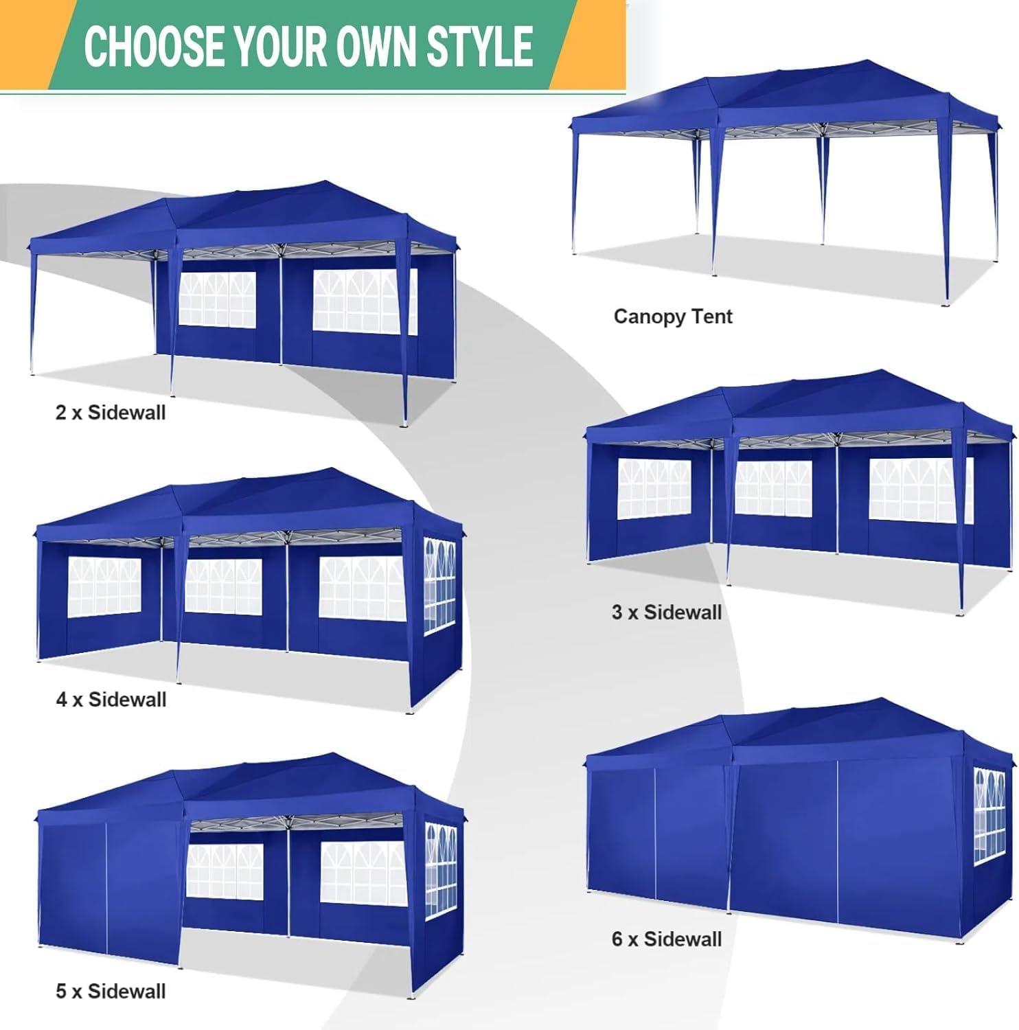 image:imageCOBIZI 10x10 Pop Up Canopy Tent with Removable Sidewalls Waterproof Portable Easy Up Canopy with Carry Bag Instant Outdoor Shelter Tents for Parties Events Backyard Gatherings Weddings KhakiNavy Blue