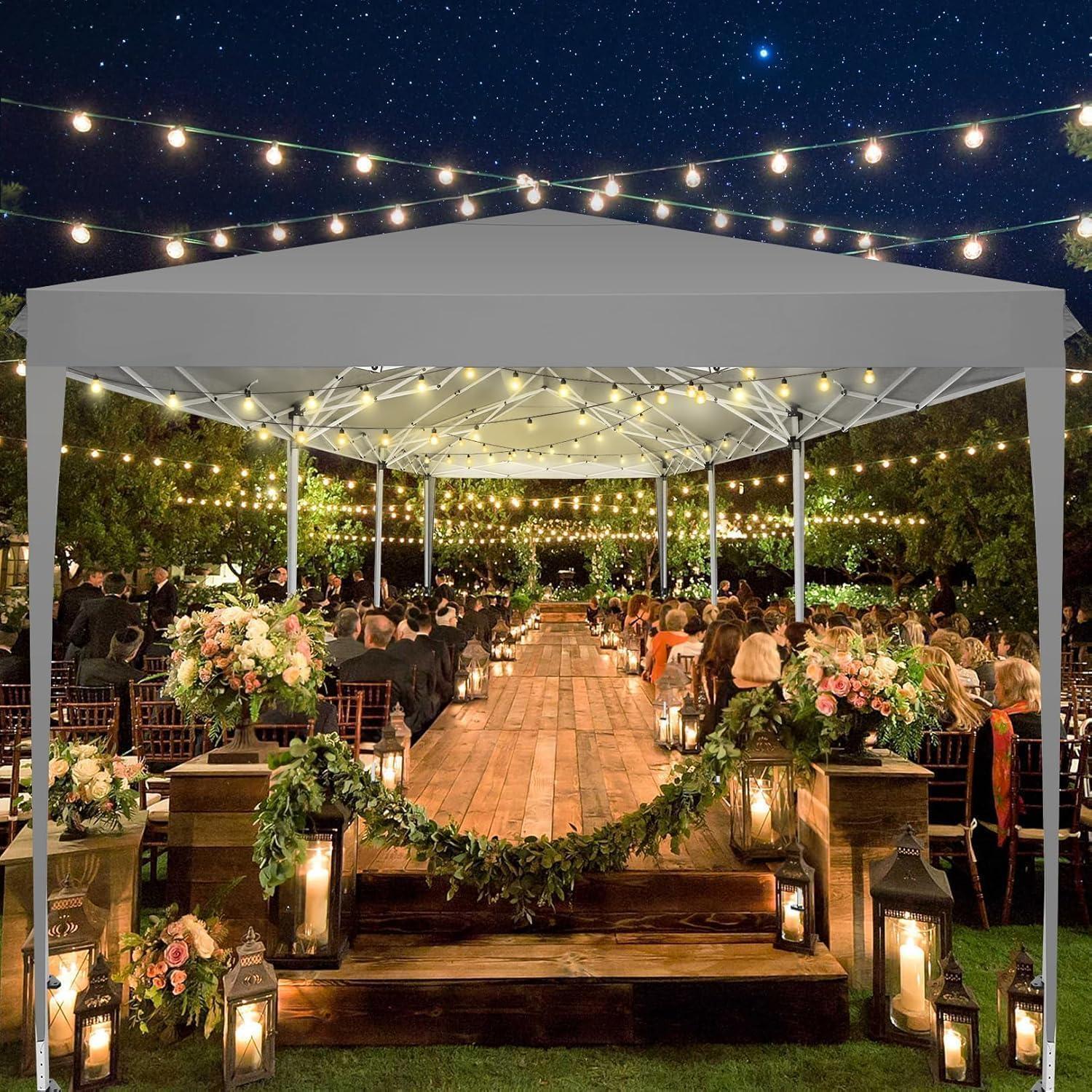 image:imageCOBIZI 10x10 Pop Up Canopy Tent with Removable Sidewalls Waterproof Portable Easy Up Canopy with Carry Bag Instant Outdoor Shelter Tents for Parties Events Backyard Gatherings Weddings KhakiGray