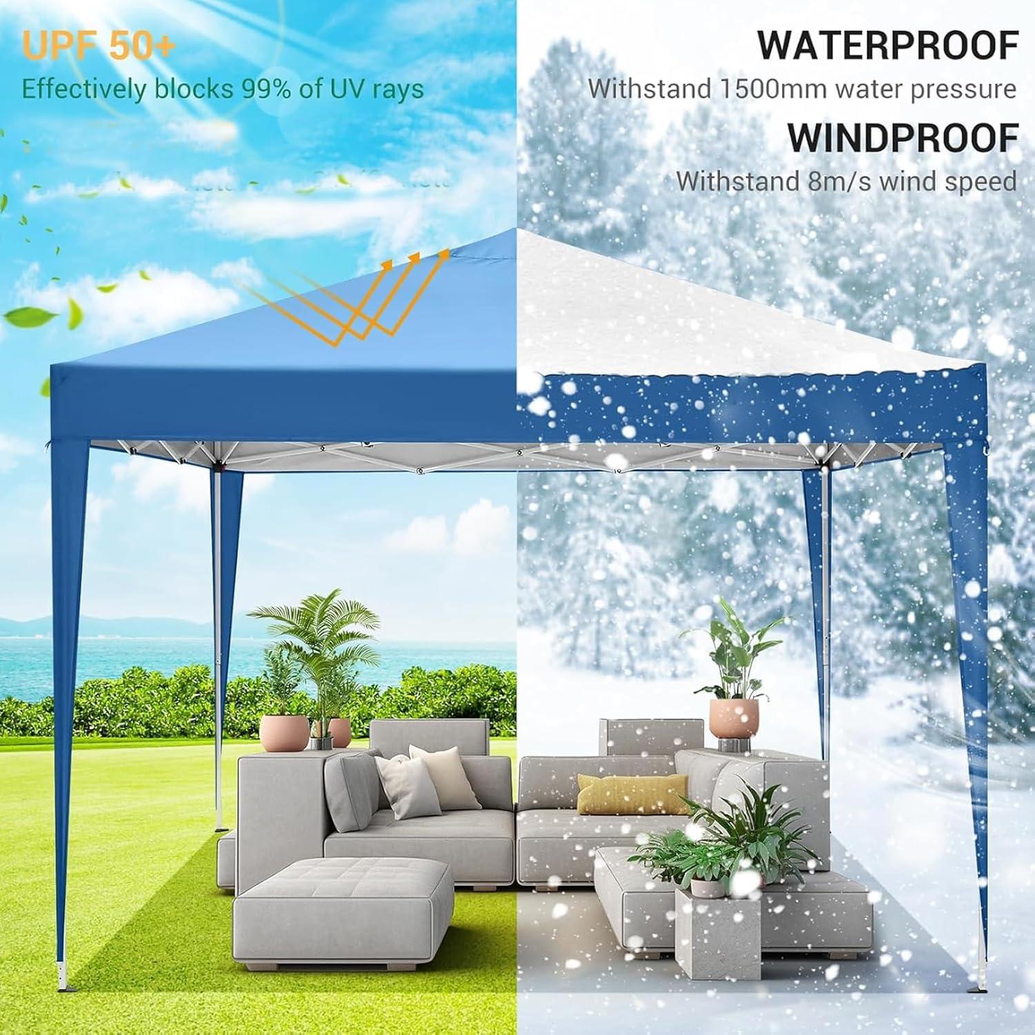 image:imageCOBIZI 10x10 Pop Up Canopy Tent with Removable Sidewalls Waterproof Portable Easy Up Canopy with Carry Bag Instant Outdoor Shelter Tents for Parties Events Backyard Gatherings Weddings KhakiBlue