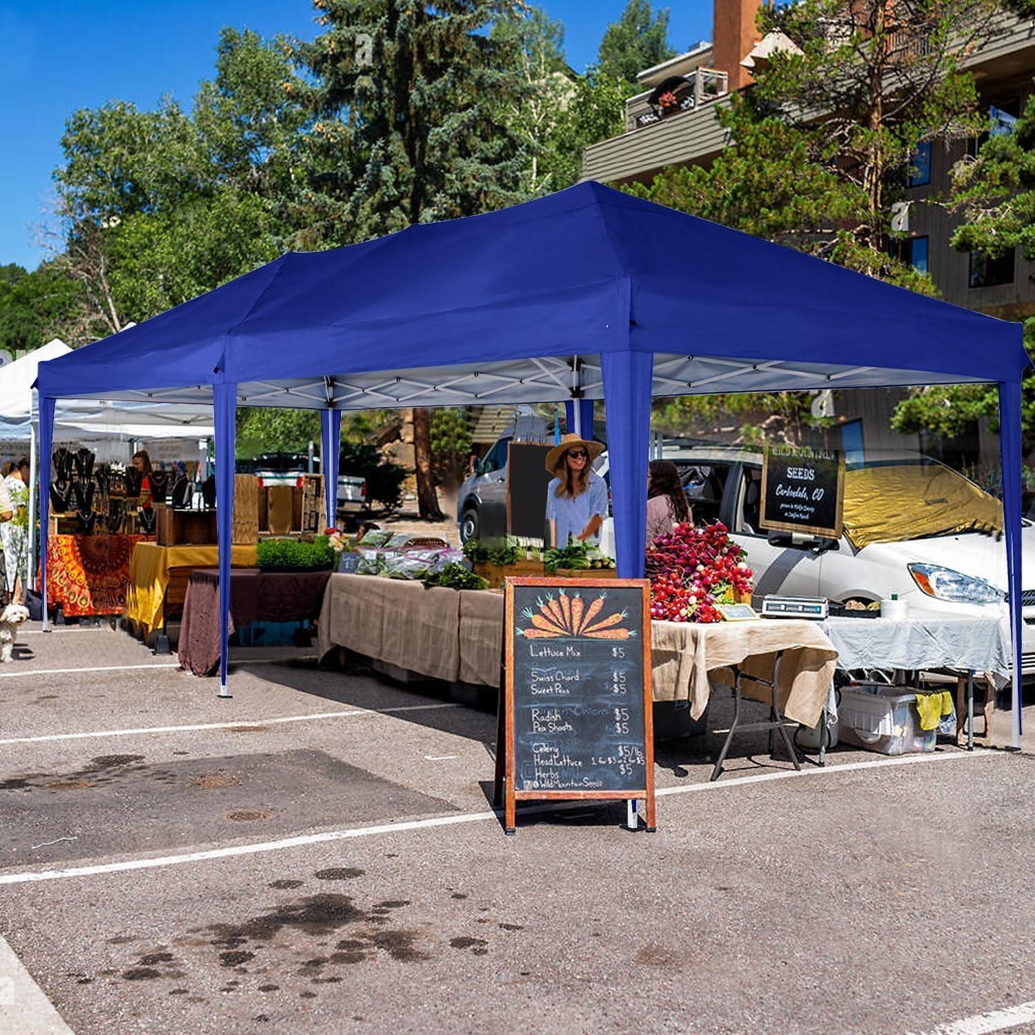 image:imageCOBIZI 10x10 Pop Up Canopy Tent with Removable Sidewalls Waterproof Portable Easy Up Canopy with Carry Bag Instant Outdoor Shelter Tents for Parties Events Backyard Gatherings Weddings KhakiNavy Blue