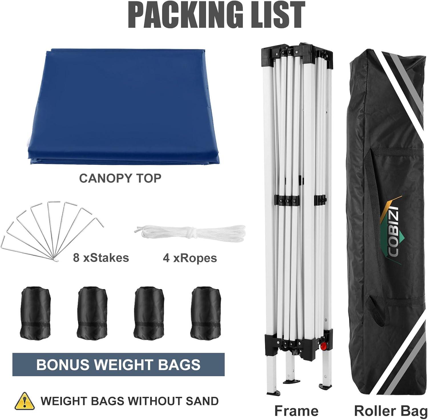 image:imageCOBIZI 10x10 Pop Up Canopy Tent with Removable Sidewalls Waterproof Portable Easy Up Canopy with Carry Bag Instant Outdoor Shelter Tents for Parties Events Backyard Gatherings Weddings KhakiNavy Blue