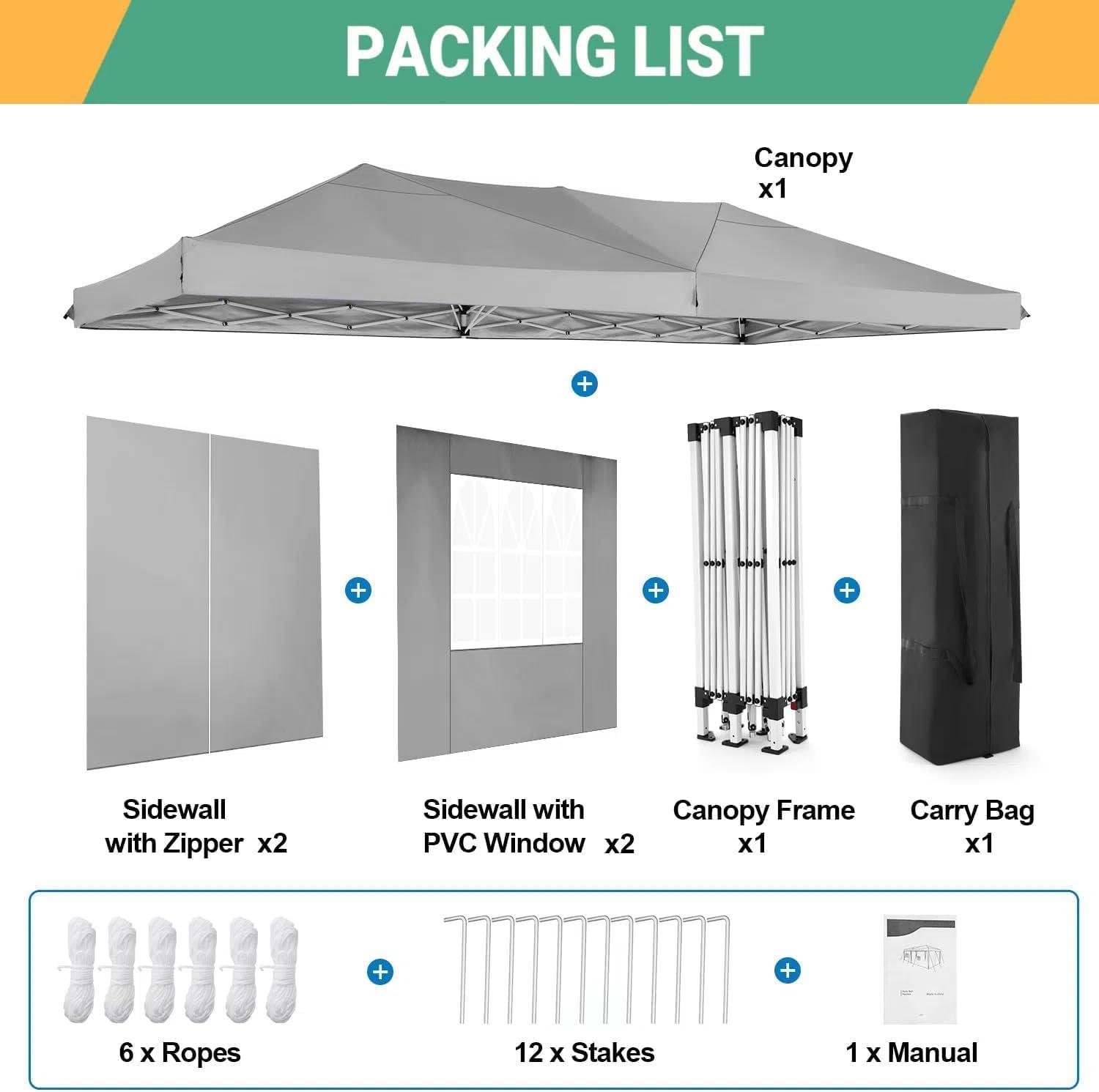 image:imageCOBIZI 10x10 Pop Up Canopy Tent with Removable Sidewalls Waterproof Portable Easy Up Canopy with Carry Bag Instant Outdoor Shelter Tents for Parties Events Backyard Gatherings Weddings KhakiGray