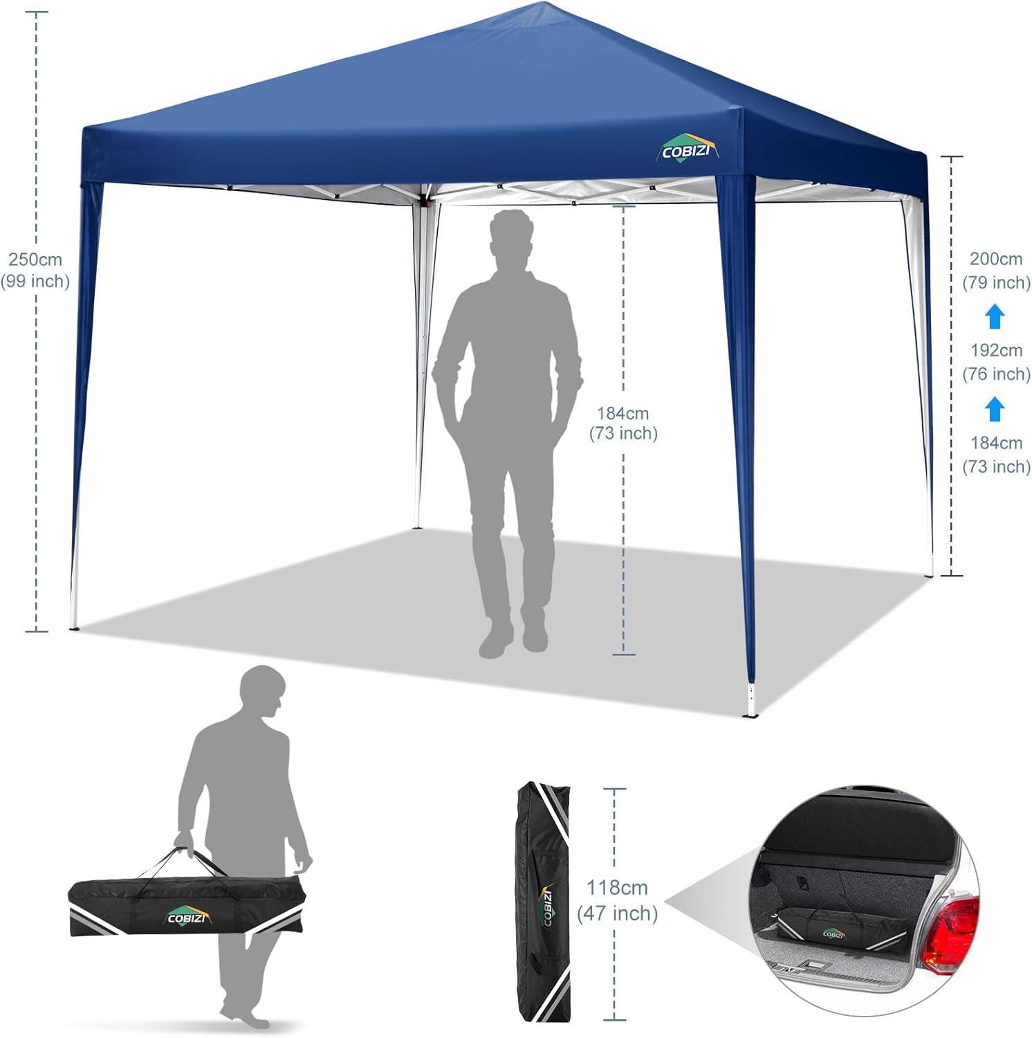 image:imageCOBIZI 10x10 Pop Up Canopy Tent with Removable Sidewalls Waterproof Portable Easy Up Canopy with Carry Bag Instant Outdoor Shelter Tents for Parties Events Backyard Gatherings Weddings KhakiNavy Blue
