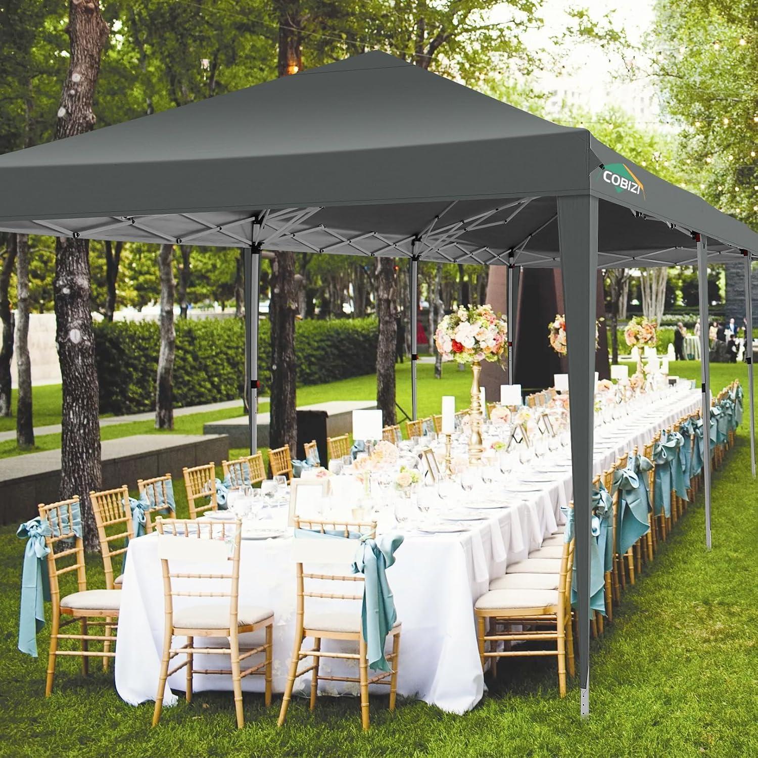 image:imageCOBIZI 10x10 Pop Up Canopy Tent with Removable Sidewalls Waterproof Portable Easy Up Canopy with Carry Bag Instant Outdoor Shelter Tents for Parties Events Backyard Gatherings Weddings KhakiGray