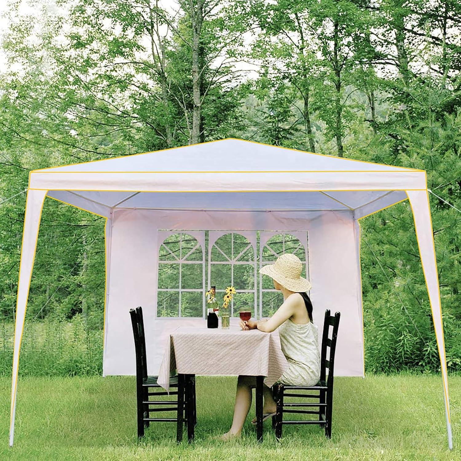 image:imageCOBIZI 10x10 Pop up Canopy Canopy Tent 10x10 Gazebos Ez up for Parties Beach Camping Party Event Shelter Sun Shade with 4 Sidewalls amp Carry Bag 4 Stakes amp Ropes amp Sandbags WhiteWhite