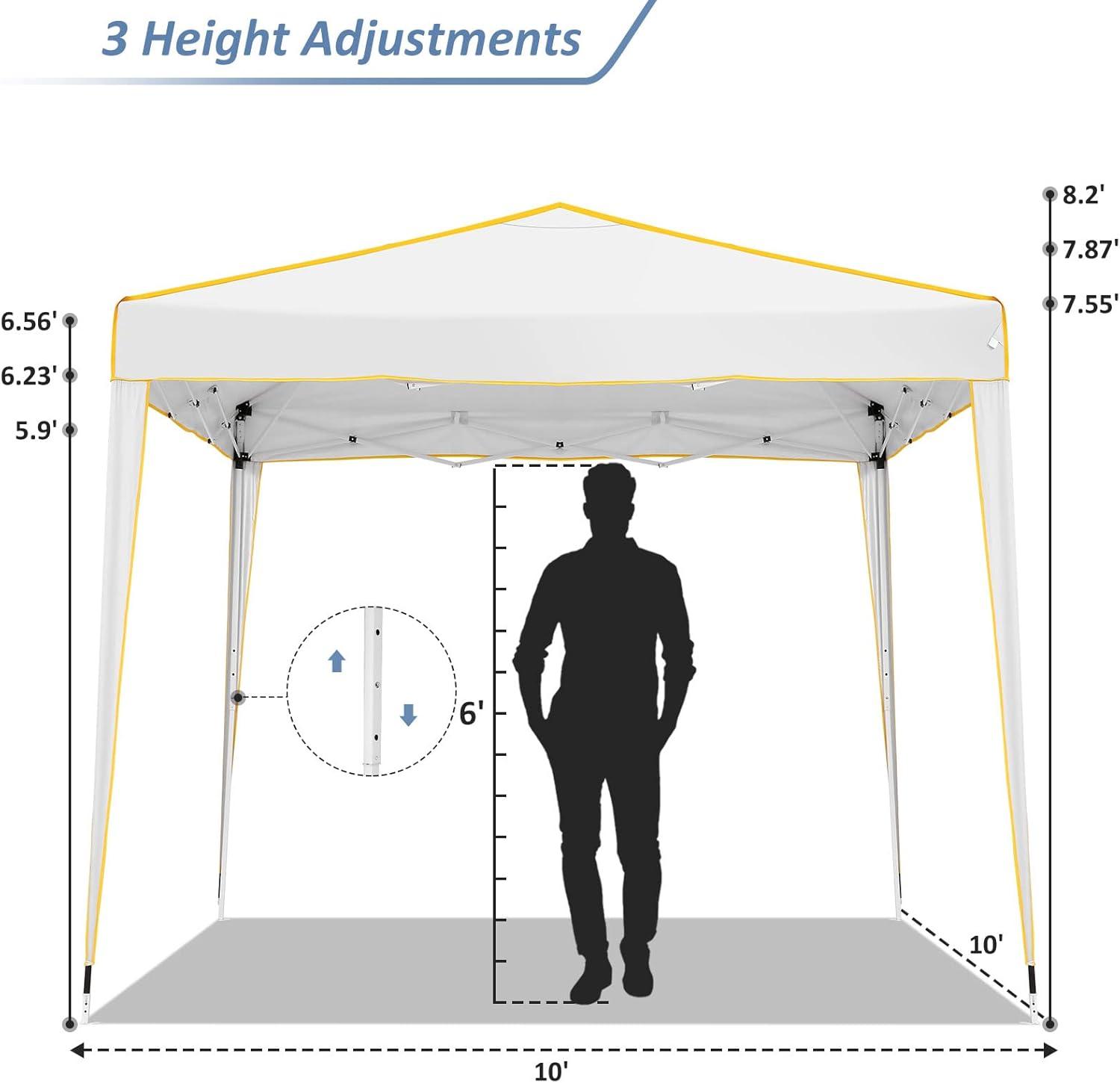 image:imageCOBIZI 10x10 Pop up Canopy Canopy Tent 10x10 Gazebos Ez up for Parties Beach Camping Party Event Shelter Sun Shade with 4 Sidewalls amp Carry Bag 4 Stakes amp Ropes amp Sandbags WhiteWhite