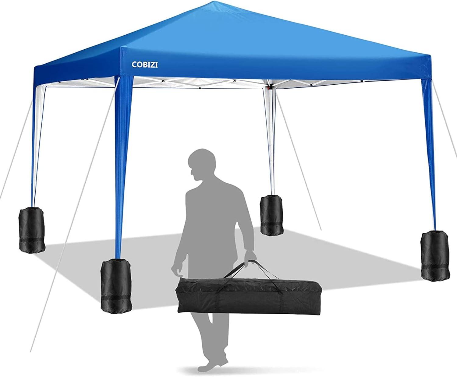 image:imageCOBIZI 10x10 Pop up Canopy Canopy Tent 10x10 with 3 Sidewalls 1 Person Easy Set upTents for Parties Outdoor Tent with Fluorescent Strip amp 4 Sandbags Waterproof 3 Adjustable HeightDark BlueGray