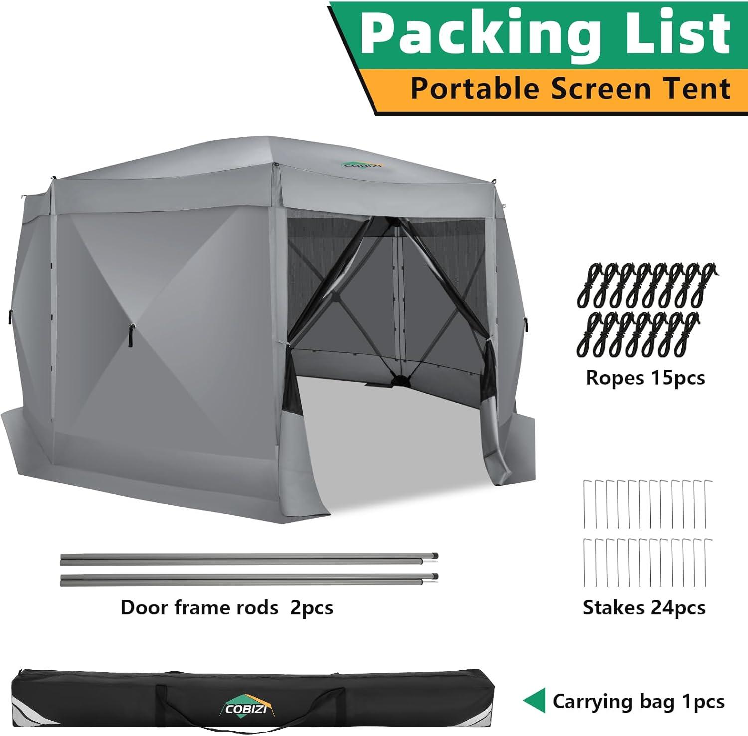 image:imageCOBIZI 10x10 Pop up Canopy Canopy Tent 10x10 with 3 Sidewalls 1 Person Easy Set upTents for Parties Outdoor Tent with Fluorescent Strip amp 4 Sandbags Waterproof 3 Adjustable HeightDark BlueGray