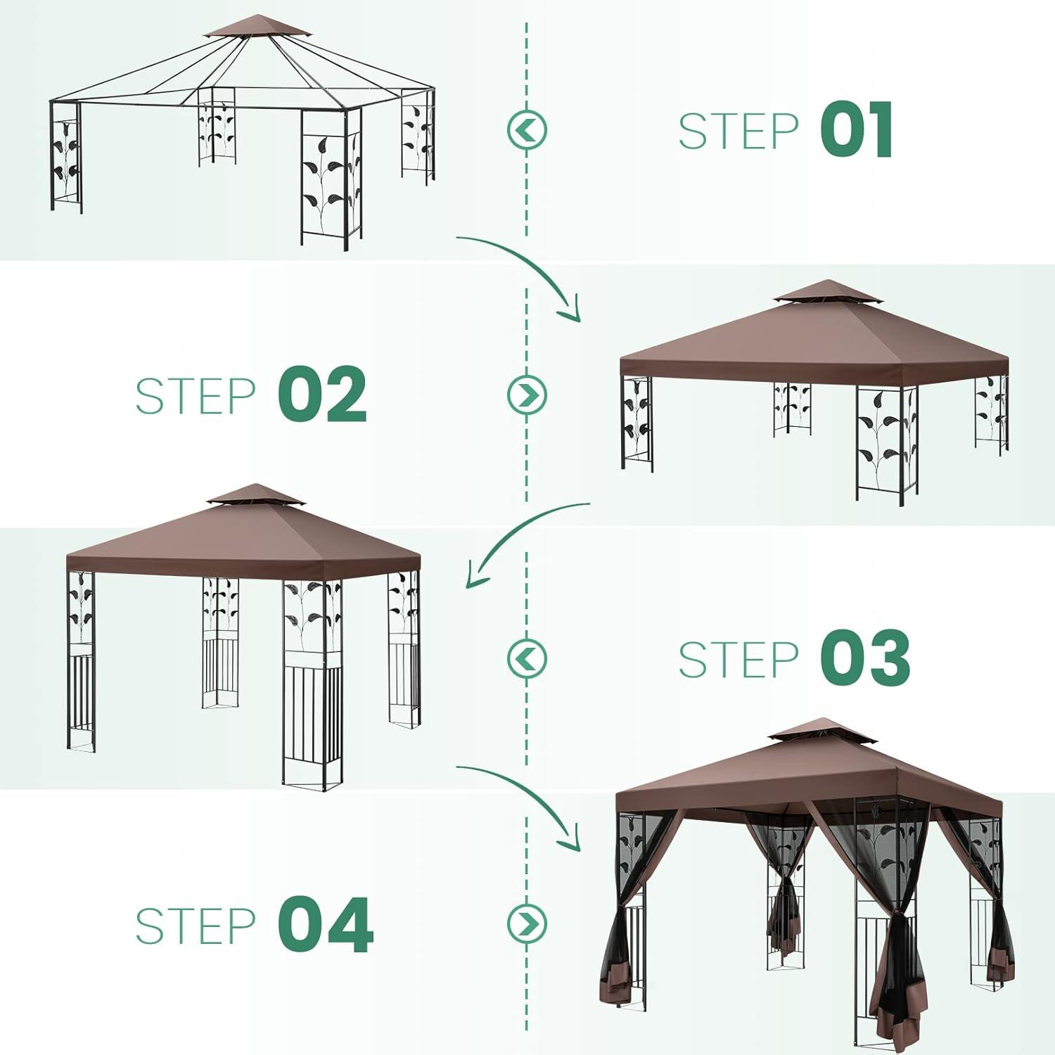 image:imageCOBIZI 10x10 Pop up Canopy Canopy Tent 10x10 with 3 Sidewalls 1 Person Easy Set upTents for Parties Outdoor Tent with Fluorescent Strip amp 4 Sandbags Waterproof 3 Adjustable HeightDark BlueBrown
