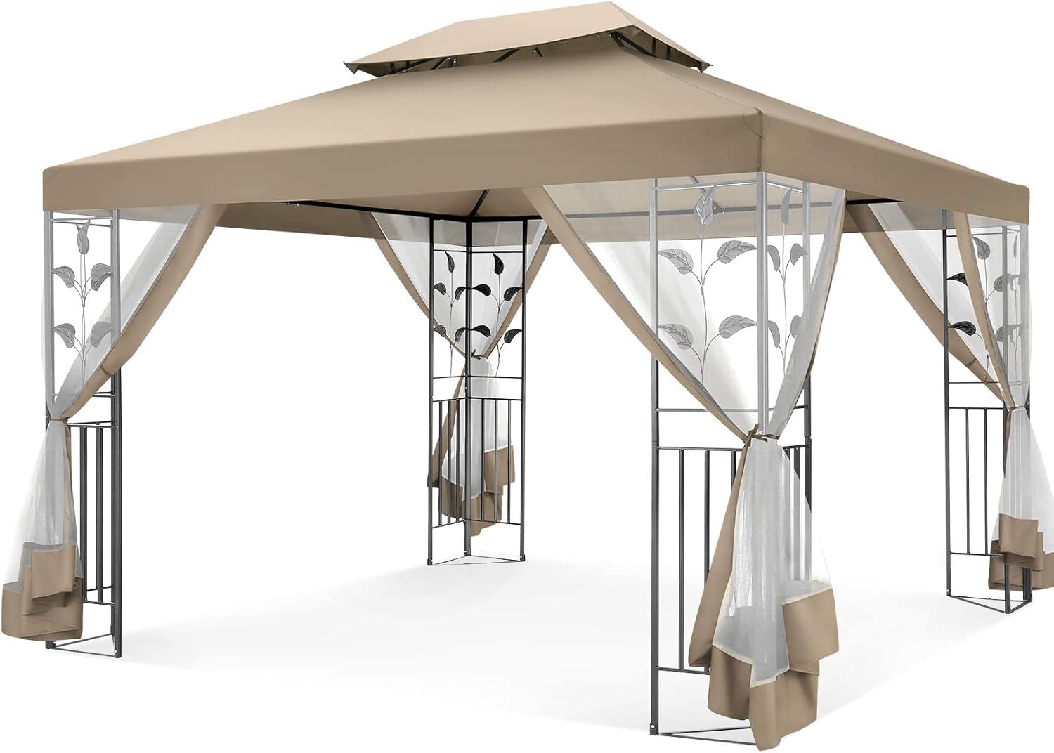 image:imageCOBIZI 10x10 Pop up Canopy Canopy Tent 10x10 with 3 Sidewalls 1 Person Easy Set upTents for Parties Outdoor Tent with Fluorescent Strip amp 4 Sandbags Waterproof 3 Adjustable HeightDark BlueKhaki