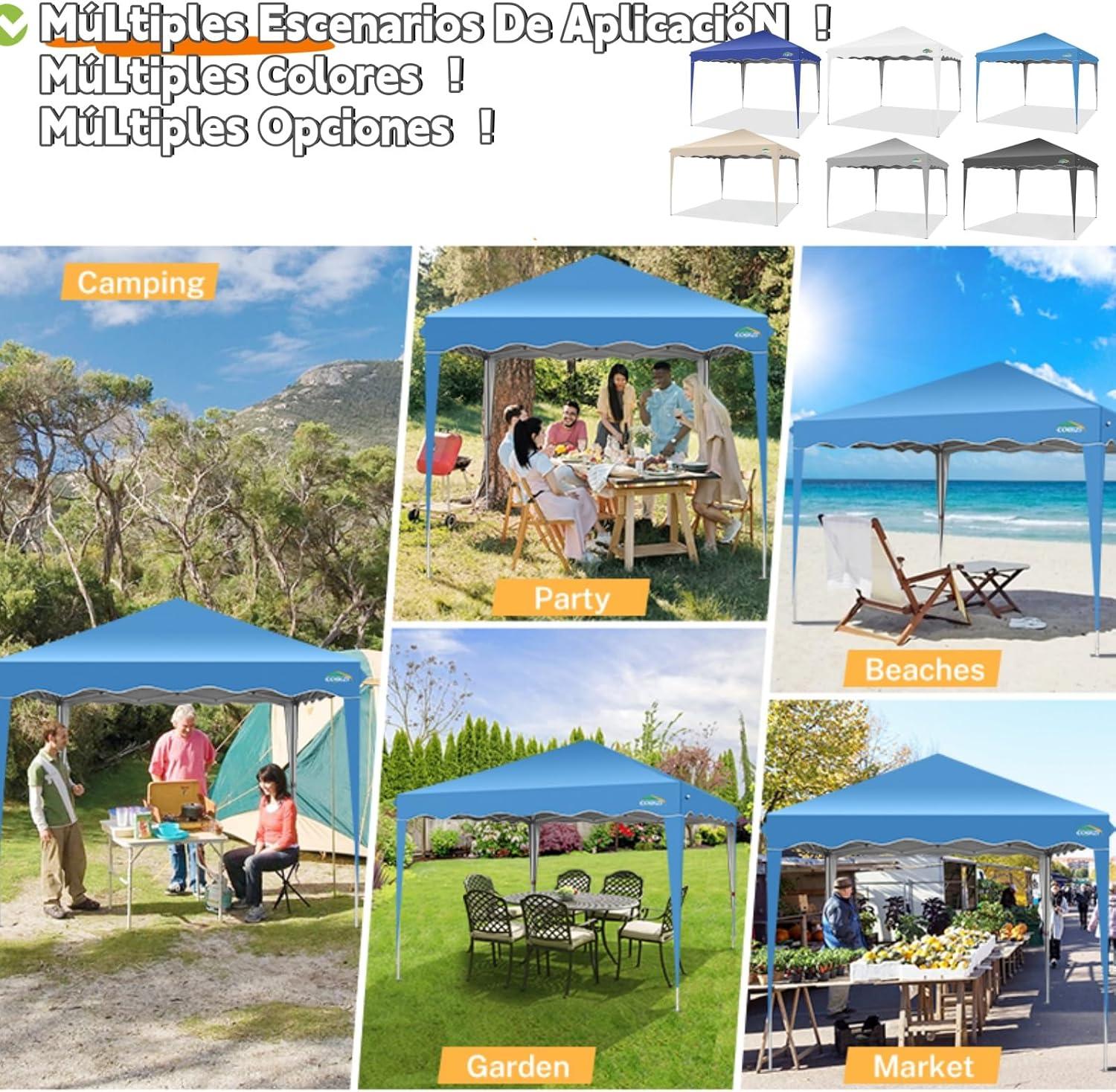 image:imageCOBIZI 10x10 Pop up Canopy Canopy Tent 10x10 with 3 Sidewalls 1 Person Easy Set upTents for Parties Outdoor Tent with Fluorescent Strip amp 4 Sandbags Waterproof 3 Adjustable HeightDark BlueBlack